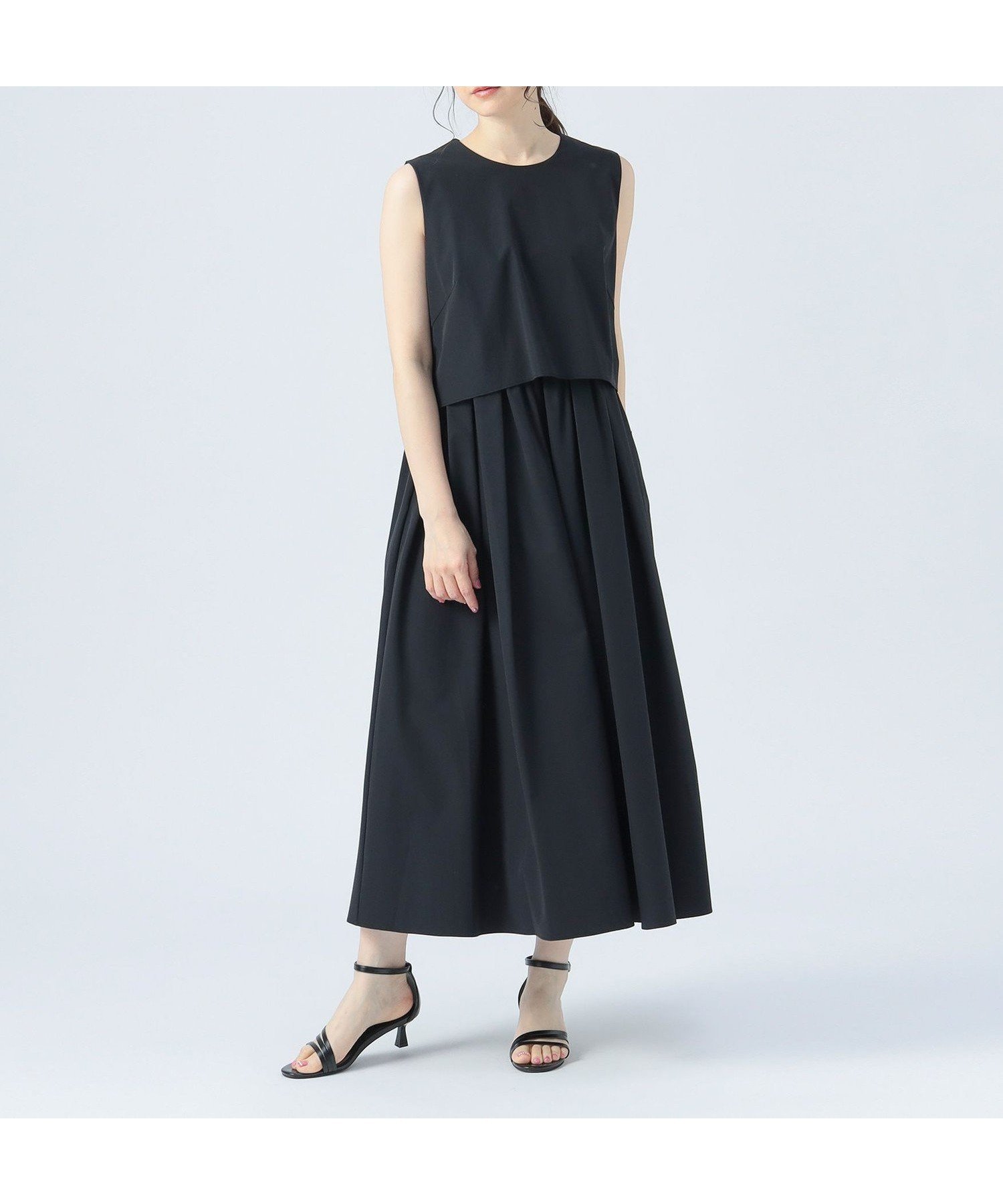 【ビームス ハート/BEAMS HEART】のレイヤード ギャザー ワンピース インテリア・キッズ・メンズ・レディースファッション・服の通販 founy(ファニー) 　ファッション　Fashion　レディースファッション　Fashion for Women　ワンピース　Dresses　ギャザー　Gathered, Ruffled　サンダル　Sandals, Summer Shoes　シンプル　Simple, Minimal　セパレート　Separate, Two-Piece　ドッキング　Docking, Mixed Material　ノースリーブ　Sleeveless, No-Sleeve　フレア　Flare, Flared　エレガント 上品　Elegant　夏　Summer　NAVY|ID: prp329100004575359 ipo3291000000032680816