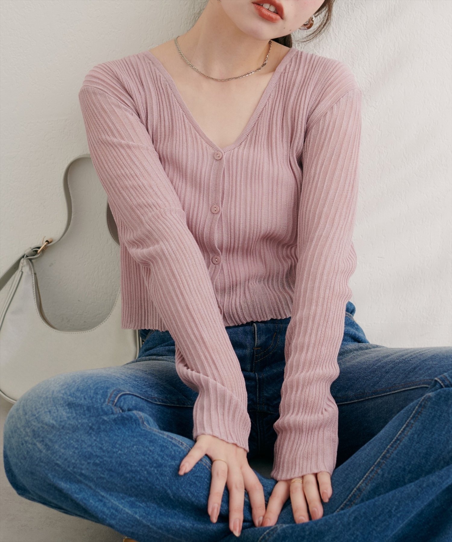 【ナチュラルクチュール/natural couture】の針抜きリブVネックシアーカーディガン インテリア・キッズ・メンズ・レディースファッション・服の通販 founy(ファニー) 　ファッション　Fashion　レディースファッション　Fashion for Women　トップス・カットソー　Cut & Sew Tops　カーディガン・羽織り　Layered Style Cardigans　Vネックトップス　V-Neck Tops / V-Cut Neckline Shirts　2025年　2025　2025-2026秋冬・A/W　Autumn/Winter 2025–26 AW25–26　おすすめ　Recommended / Our Picks　カットソー　Cut and Sewn Top　カーディガン　Cardigan, Knitwear　シアー　Sheer, See-Through　シンプル　Simple, Minimal　タンク　Tank Top, Sleeveless Top　デニム　Denim, Jeans Material　フェミニン　Feminine, Girly　ワイド　Wide, Wide Fit　ピンク|ID: prp329100004575453 ipo3291000000033548030