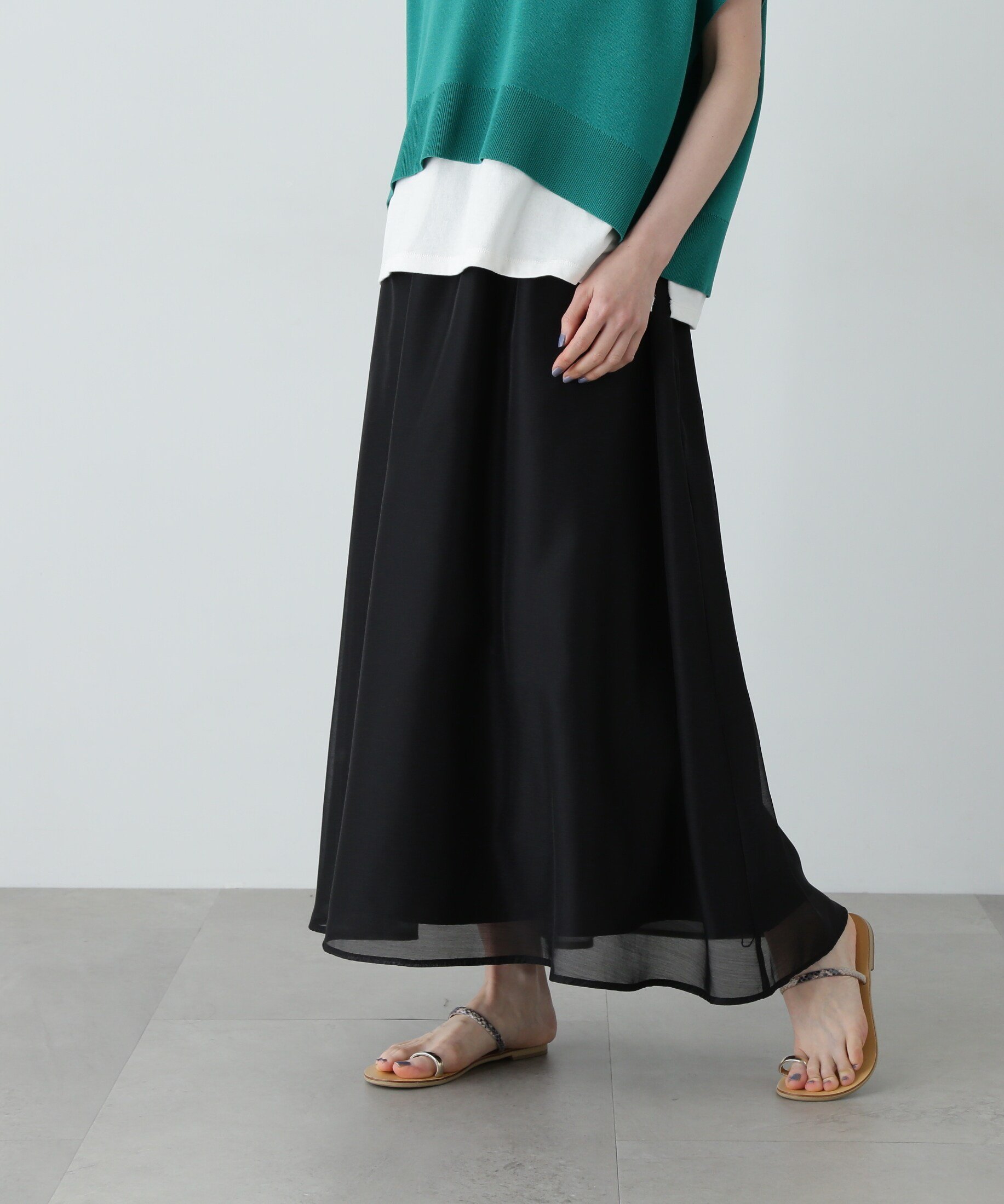 【エヌ ナチュラルビューティーベーシック/N.Natural Beauty basic】のシアーレイヤーフレアスカート インテリア・キッズ・メンズ・レディースファッション・服の通販 founy(ファニー) 　ファッション　Fashion　レディースファッション　Ladies' Fashion Online　スカート　Skirt　Aライン/フレアスカート　Flared A-Line Skirts　シアー　Sheer　バランス　Balance　フィット　Fit　ブラック|ID: prp329100004575490 ipo3291000000032576787