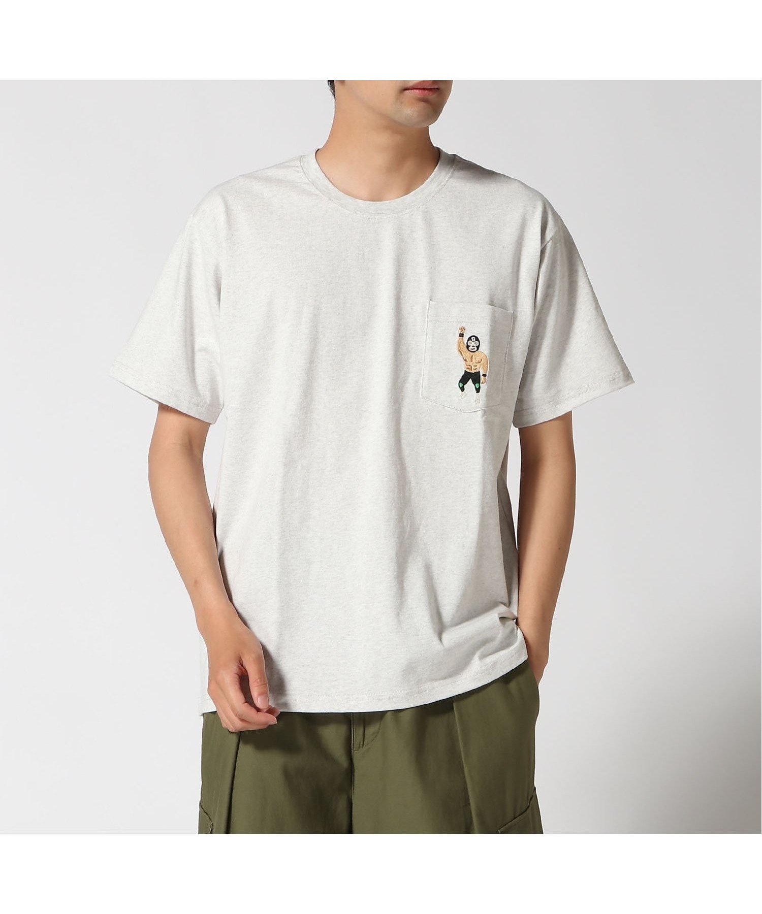 【ジムマスター/gym master / MEN】のgym master/7.4oz レスラー刺繍ポケットTee インテリア・キッズ・メンズ・レディースファッション・服の通販 founy(ファニー) 　ファッション　Fashion　メンズファッション　Fashion for Men　春　Spring　秋　Autumn　カラフル　Colorful Design　クラシカル　Classical, Vintage-Inspired　シンプル　Simple, Minimal　スポーツ　Sports, Activewear　フロント　Front, Front Design　ポケット　Pocket, Pocket Detail　半袖　Short Sleeve, Half Sleeve　夏　Summer　ライトグレー|ID: prp329100004575537 ipo3291000000033341049