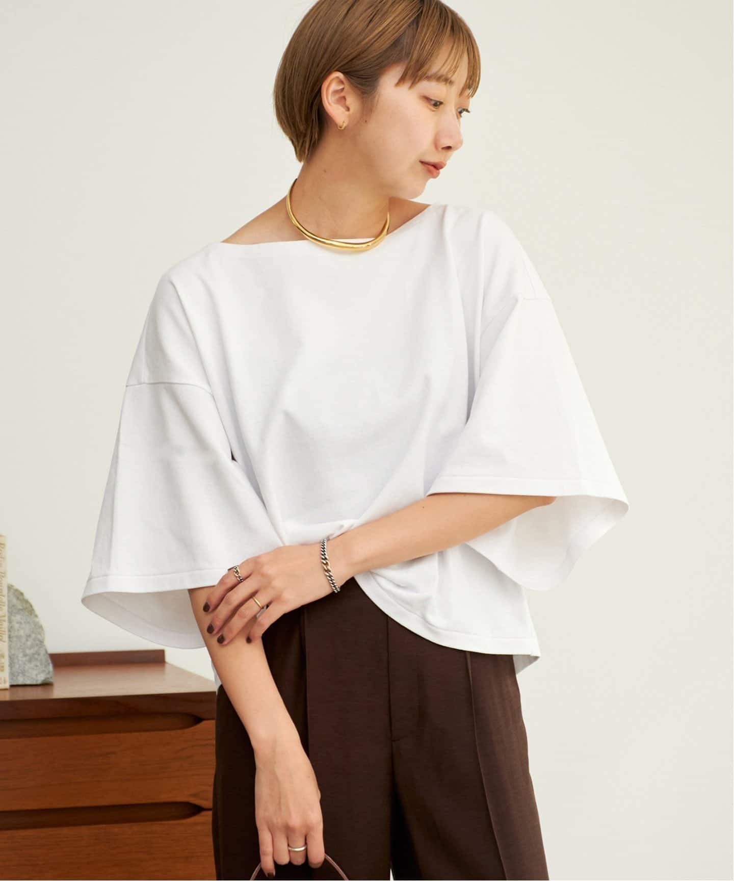 【プラージュ/Plage】のPoncho Tシャツ インテリア・キッズ・メンズ・レディースファッション・服の通販 founy(ファニー) 　ファッション　Fashion　レディースファッション　Ladies' Fashion Online　トップス・カットソー　Tops/Tshirt　シャツ/ブラウス　Shirts/Blouses　ロング / Tシャツ　T-Shirts　おすすめ　Recommend　シンプル　Simple　バスク　Basque　ポンチョ　Poncho　ホワイト|ID: prp329100004575634 ipo3291000000032697789