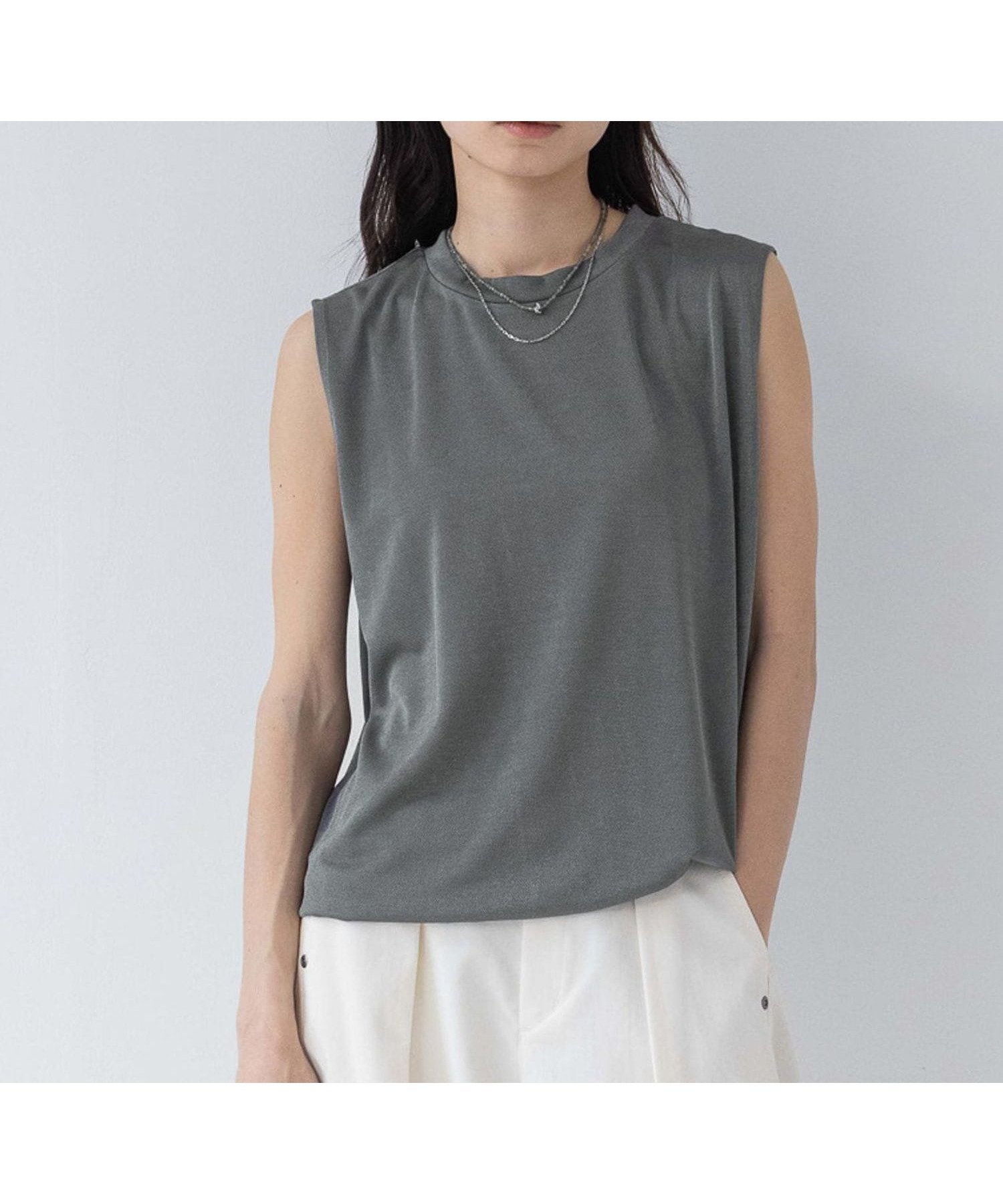 【ジーナシス/JEANASiS】のグロッシーカノコNS インテリア・キッズ・メンズ・レディースファッション・服の通販 founy(ファニー) 　ファッション　Fashion　レディースファッション　Ladies' Fashion Online　おすすめ　Recommend　とろみ　Thickness　インナー　Inner　キャミソール　Camisole　キャミワンピース　Cami Dress　サロペット　Overalls　シンプル　Simple　ドレープ　Drape　ノースリーブ　No Sleeve　ビスチェ　Bustier　エレガント 上品　Elegant　チャコールグレー|ID: prp329100004575660 ipo3291000000032639322