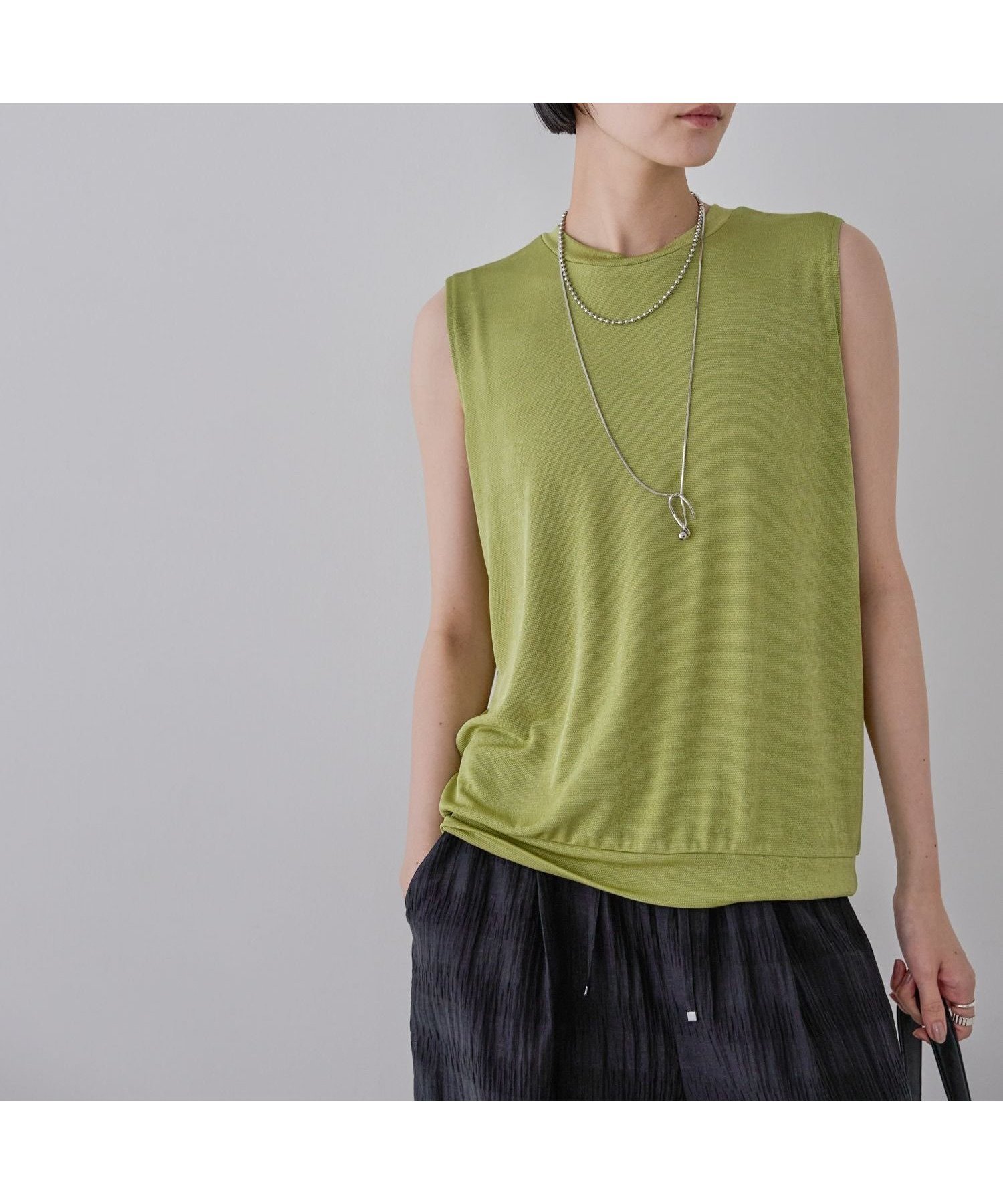 【ジーナシス/JEANASiS】のグロッシーカノコNS インテリア・キッズ・メンズ・レディースファッション・服の通販 founy(ファニー) 　ファッション　Fashion　レディースファッション　Ladies' Fashion Online　おすすめ　Recommend　とろみ　Thickness　インナー　Inner　キャミソール　Camisole　キャミワンピース　Cami Dress　サロペット　Overalls　シンプル　Simple　ドレープ　Drape　ノースリーブ　No Sleeve　ビスチェ　Bustier　エレガント 上品　Elegant　グリーン|ID: prp329100004575660 ipo3291000000032639325