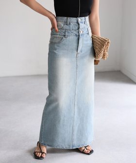 【リベリー/Riberry】のダブルウエストデニムロングスカート 人気、トレンドファッション・服の通販 founy(ファニー) ファッション Fashion レディースファッション Fashion for Women スカート Skirts ロングスカート Long Skirts / Maxi & Midi Skirts ショート Short, Short Length シンプル Simple, Minimal スリット Slit, Slit Detail タンク Tank Top, Sleeveless Top ダブル Double, Double-Breasted デニム Denim, Jeans Material トレンド Trend, Trending Now フェミニン Feminine, Girly ベーシック Basic, Essential ボトム Bottoms, Lower Wear ポケット Pocket, Pocket Detail ロング Long, Long-Length |ID:prp329100004575792