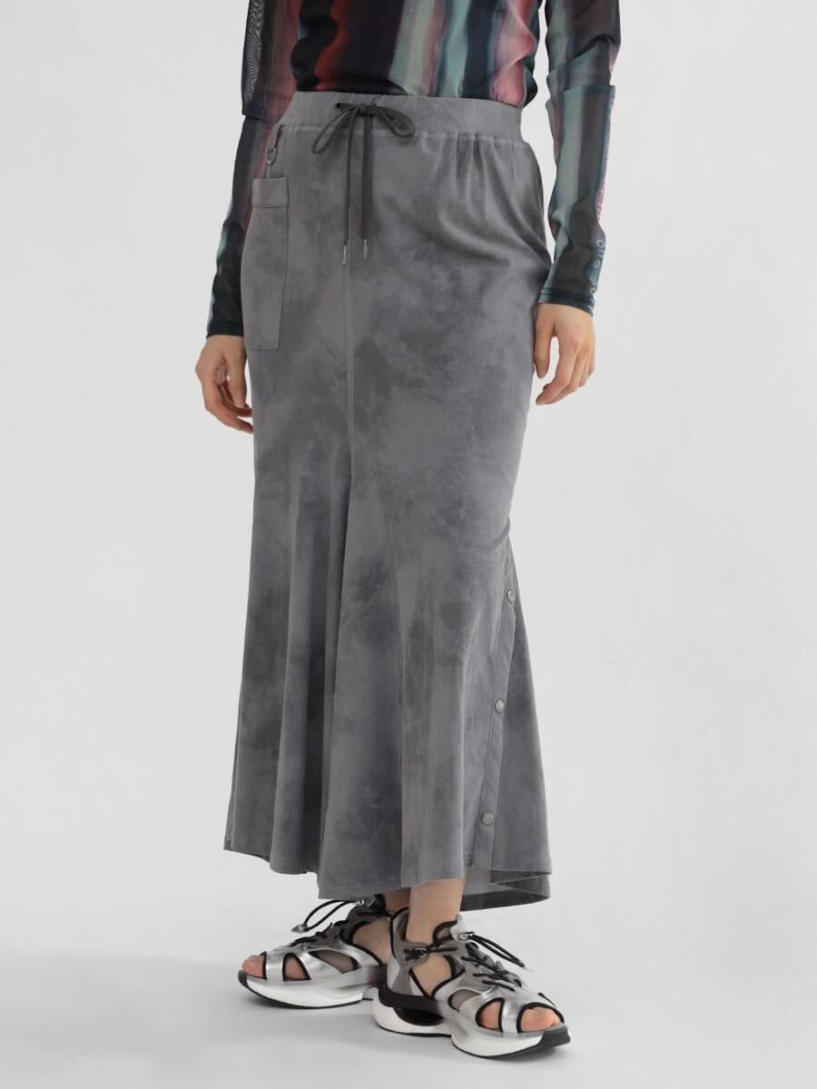 【ラシュッド/LASUD】のタイダイ柄マーメイドスカート インテリア・キッズ・メンズ・レディースファッション・服の通販 founy(ファニー) 　ファッション　Fashion　レディースファッション　Fashion for Women　スカート　Skirts　カットソー　Cut and Sewn Top　スリット　Slit, Slit Detail　フィット　Fit, Slim Fit　マーメイド　Mermaid, Fishtail Silhouette　チャコールグレー|ID: prp329100004575793 ipo3291000000032656246