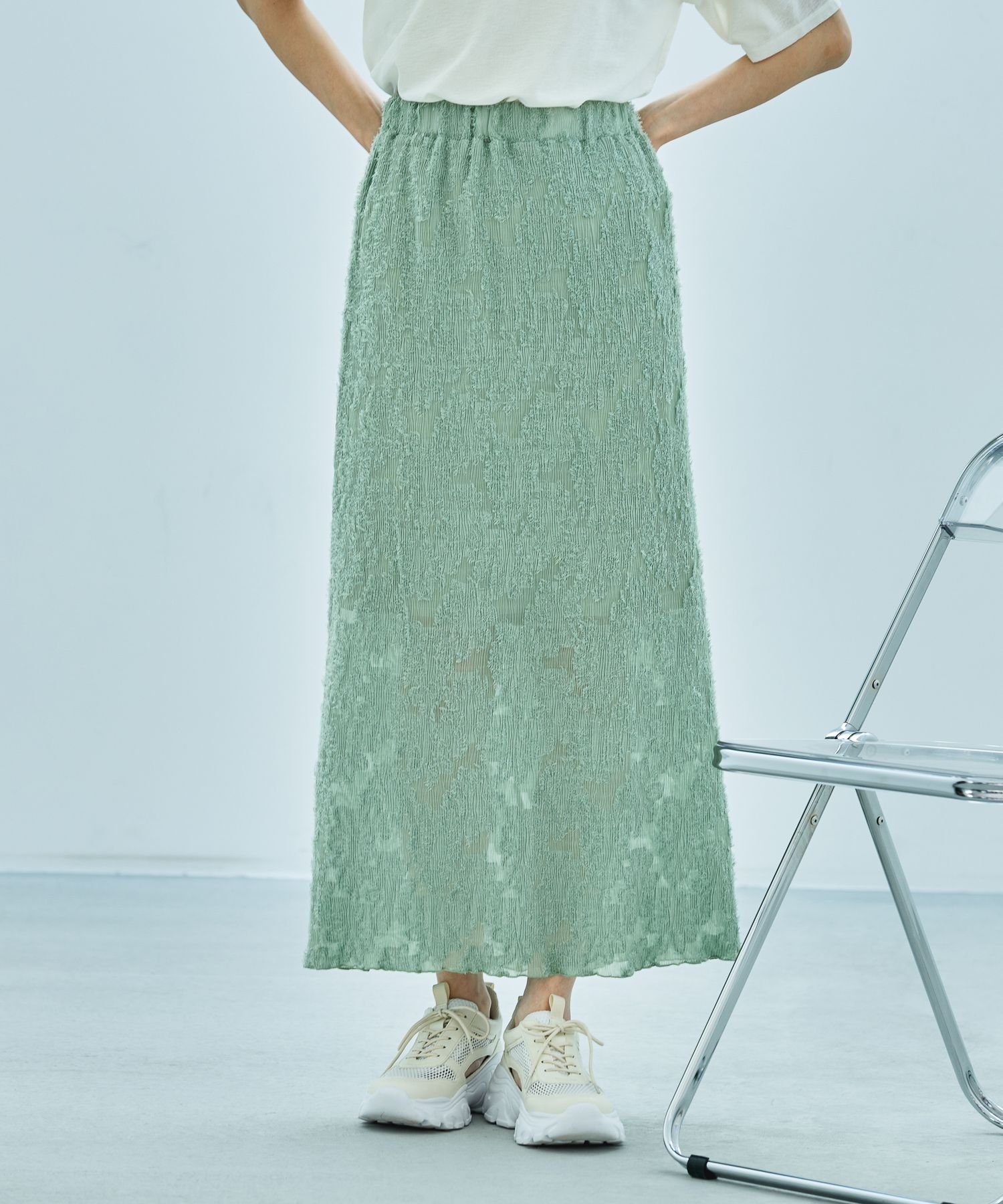【ラコレ/LAKOLE】のフリンジプリーツスカート インテリア・キッズ・メンズ・レディースファッション・服の通販 founy(ファニー) 　ファッション　Fashion　レディースファッション　Ladies' Fashion Online　スカート　Skirt　プリーツスカート　Pleated Skirts　おすすめ　Recommend　カットソー　Cut And Sew　シアー　Sheer　フリンジ　Fringe　プリーツ　Pleats　エレガント 上品　Elegant　ミント|ID: prp329100004575815 ipo3291000000032639100
