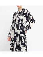 【ラシュッド/LASUD】の幾何柄ペイントロングワンピース ブラック|ID: prp329100004575833 ipo3291000000032709000