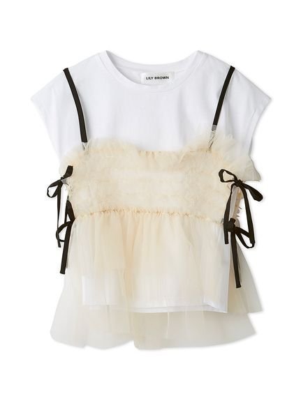 【リリーブラウン/Lily Brown】のチュールビスチェセットTシャツ インテリア・キッズ・メンズ・レディースファッション・服の通販 founy(ファニー) https://founy.com/ 雑誌掲載アイテム Magazine Items ファッション雑誌 Fashion Magazines キャンキャン CanCam ファッション Fashion レディースファッション Ladies' Fashion Online トップス・カットソー Tops/Tshirt シャツ/ブラウス Shirts/Blouses ロング / Tシャツ T-Shirts ビスチェ Bustier 7月号 July Issue おすすめ Recommend アシンメトリー Asymmetry カットソー Cut And Sew キャミソール Camisole チュール Tulle フィット Fit リボン Ribbon エレガント 上品 Elegant 人気 Popularity 雑誌 Magazine |ID: prp329100004575982 ipo3291000000032580368