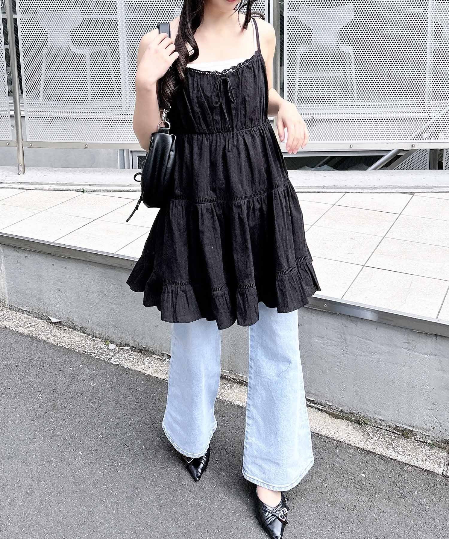【イング/INGNI】のINGNI/レースティアードミニキャミOP インテリア・キッズ・メンズ・レディースファッション・服の通販 founy(ファニー) 　ファッション　Fashion　レディースファッション　Ladies' Fashion Online　トップス・カットソー　Tops/Tshirt　キャミソール / ノースリーブ　No Sleeves　春　Spring　ガーリー　Girly　キャミソール　Camisole　スマホ　Smartphone　ソックス　Socks　ティアードスカート　Tiered Skirt　デニム　Denim　トレンド　Trend　ドレス　Dress　バレエ　Ballet　ベーシック　Basic　レース　Race　ロング　Long　S/S・春夏　Ss・Spring/Summer　おすすめ　Recommend　夏　Summer　クロ|ID: prp329100004576003 ipo3291000000032642639