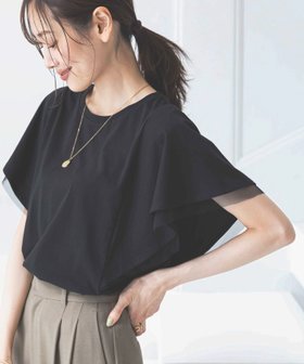 【グローバルワーク/GLOBAL WORK】のフローズン袖フレアプルオーバー/289383 人気、トレンドファッション・服の通販 founy(ファニー) ファッション Fashion レディースファッション Ladies' Fashion Online トップス・カットソー Tops/Tshirt プルオーバー Pullover シアー Sheer チュール Tulle ネックレス Necklace パール Pearl フレア Flare ワイド Wide 吸水 Water Absorption |ID:prp329100004576017