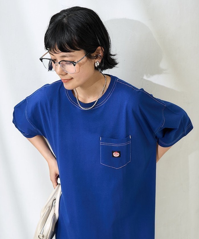 【フリークスストア/FREAK'S STORE】の別注 配色ステッチ ポケットワンピース 25SS インテリア・キッズ・メンズ・レディースファッション・服の通販 founy(ファニー) 　ファッション　Fashion　レディースファッション　WOMEN　ワンピース　Dress　2025年　2025　2025春夏・S/S　Ss,Spring/Summer,2025　シンプル　Simple　スペシャル　Special　ベーシック　Basic　ポケット　Pocket　別注　Special Order　夏　Summer　旅行　Travel　S/S・春夏　Ss・Spring/Summer　ブルー|ID: prp329100004576033 ipo3291000000032405029