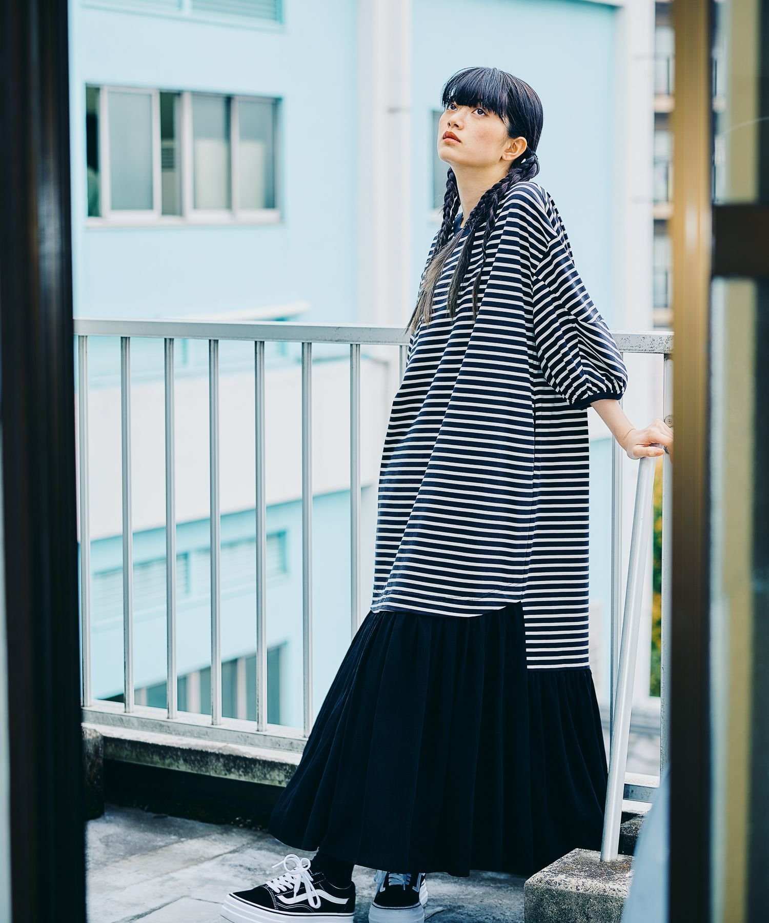 【ニコアンド/niko and】のMODE NORM CORE BIGTドッキングワンピース インテリア・キッズ・メンズ・レディースファッション・服の通販 founy(ファニー) 　ファッション　Fashion　レディースファッション　Fashion for Women　ワンピース　Dresses　おすすめ　Recommended / Our Picks　キャップ　Cap, Baseball Cap　ダウン　Down, Puffer　ドッキング　Docking, Mixed Material　ドレープ　Drape, Draping Fabric　バランス　Balance, Style Balance　ビーチ　Beach, Seaside　ポケット　Pocket, Pocket Detail　楽ちん　Easy Fit, Comfortable　ボーダー×ブラック無地|ID: prp329100004576075 ipo3291000000032713848