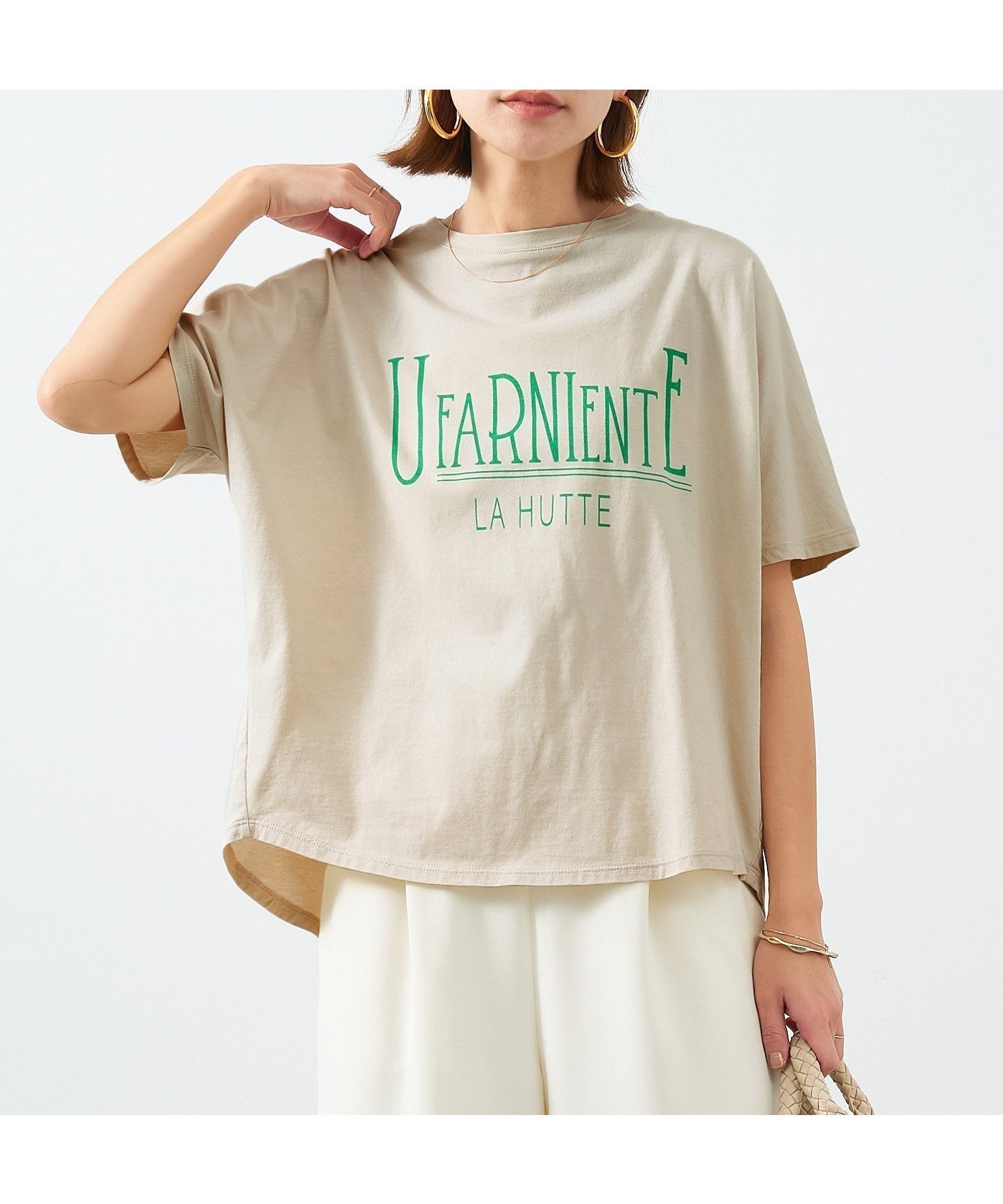 【マイカ ディール/MICA & DEAL】の【La Hutte*MICA DEAL】 UFARNIENTE ロゴプリントT-shirt インテリア・キッズ・メンズ・レディースファッション・服の通販 founy(ファニー) 　ファッション　Fashion　レディースファッション　Ladies' Fashion Online　トップス・カットソー　Tops/Tshirt　シャツ/ブラウス　Shirts/Blouses　ロング / Tシャツ　T-Shirts　アウトドア　Outdoor　スペシャル　Special　フランス　France　プリント　Print　定番　Standard　L/BEIGE|ID: prp329100004576096 ipo3291000000032669249