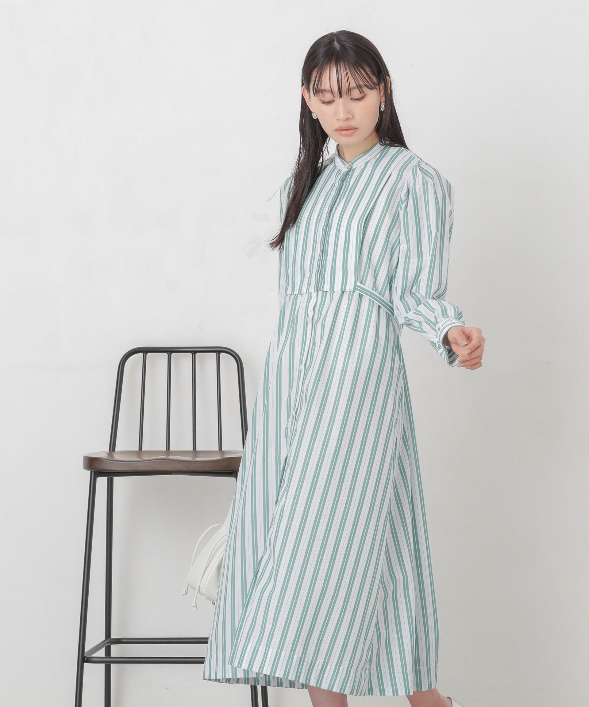 【ナノ ユニバース/nano universe】のマルチストライプシャツドレス インテリア・キッズ・メンズ・レディースファッション・服の通販 founy(ファニー) 　ファッション　Fashion　レディースファッション　WOMEN　トップス・カットソー　Tops/Tshirt　シャツ/ブラウス　Shirts/Blouses　ワンピース　Dress　ドレス　Party Dresses　ウォッシャブル　Washable　ストライプ　Stripe　プリント　Print　リボン　Ribbon　羽織　Haori　グリーン|ID: prp329100004576126 ipo3291000000032406233