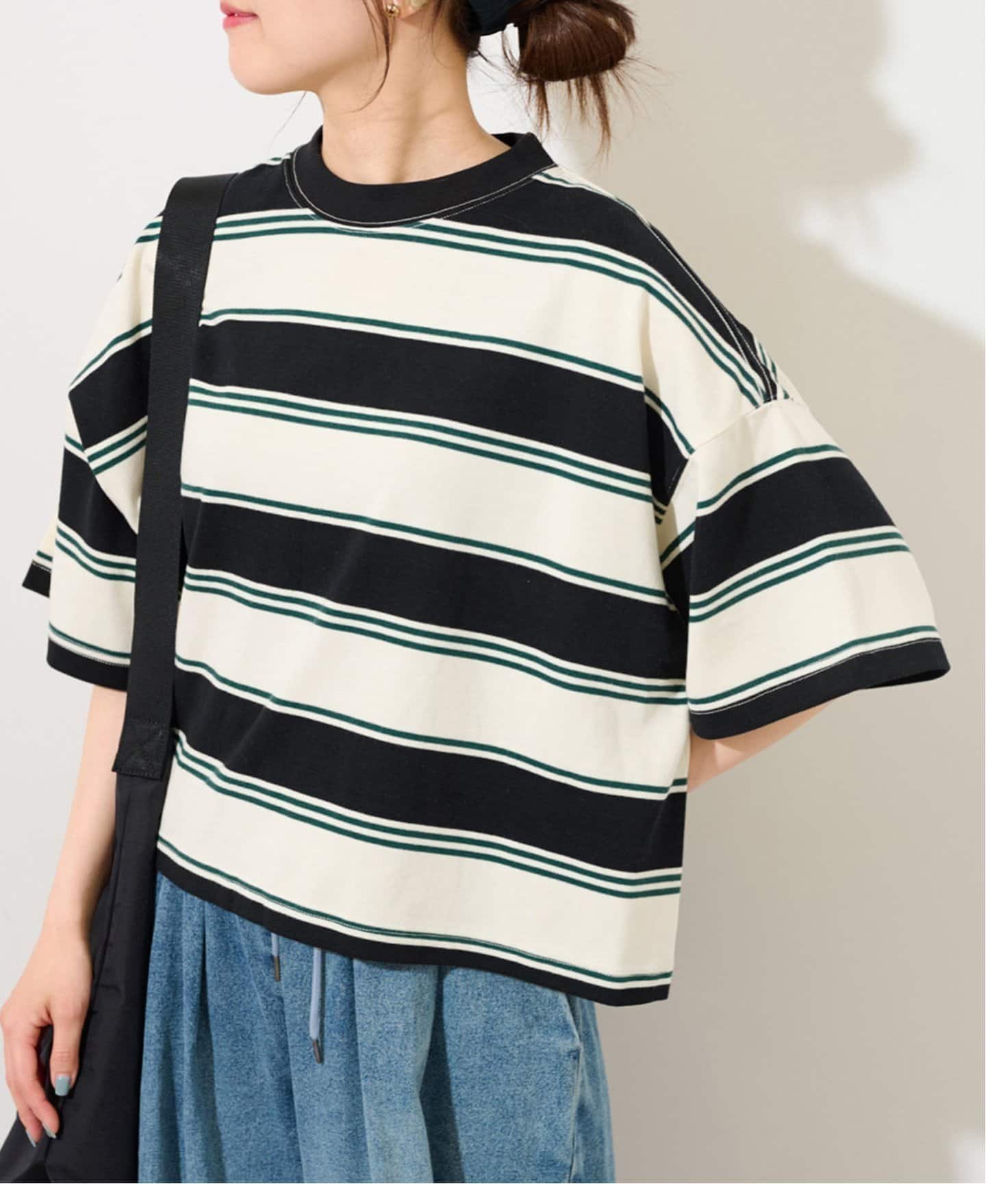 【ジャーナルスタンダード レリューム/JOURNAL STANDARD relume】の【SUNNY SPORTS/サニースポーツ】 Multi border Tee Tシャツ インテリア・キッズ・メンズ・レディースファッション・服の通販 founy(ファニー) 　ファッション　Fashion　レディースファッション　WOMEN　トップス・カットソー　Tops/Tshirt　シャツ/ブラウス　Shirts/Blouses　ロング / Tシャツ　T-Shirts　2025年　2025　2025春夏・S/S　Ss,Spring/Summer,2025　おすすめ　Recommend　スポーツ　Sports　ボーダー　Border　ミリタリー　Military　リアル　Real　リラックス　Relax　ワーク　Work　夏　Summer　ブラック|ID: prp329100004576230 ipo3291000000032447899
