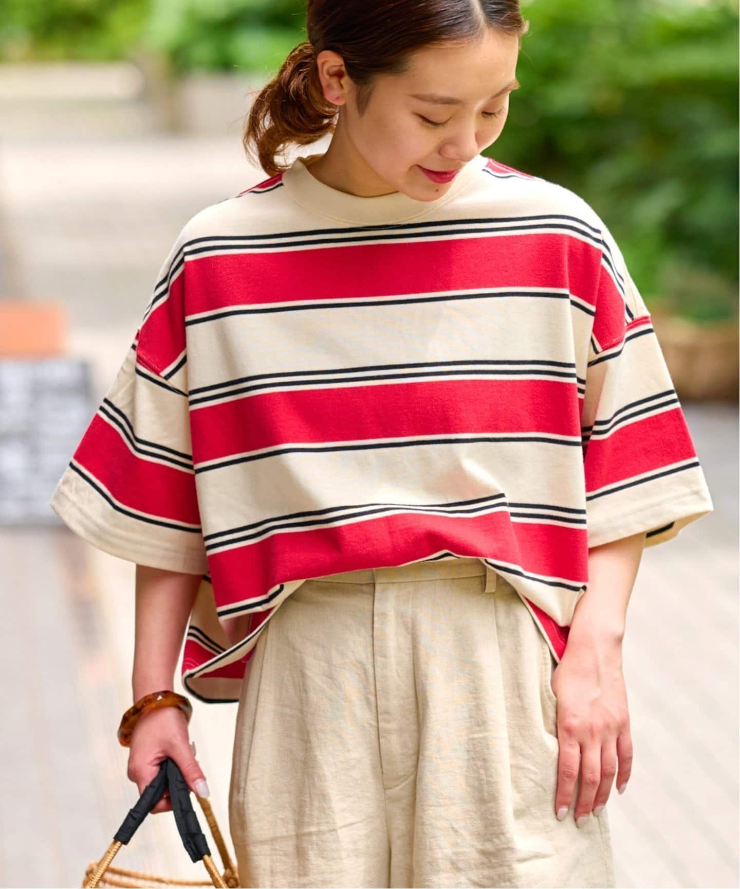【ジャーナルスタンダード レリューム/JOURNAL STANDARD relume】の【SUNNY SPORTS/サニースポーツ】 Multi border Tee Tシャツ インテリア・キッズ・メンズ・レディースファッション・服の通販 founy(ファニー) 　ファッション　Fashion　レディースファッション　WOMEN　トップス・カットソー　Tops/Tshirt　シャツ/ブラウス　Shirts/Blouses　ロング / Tシャツ　T-Shirts　2025年　2025　2025春夏・S/S　Ss,Spring/Summer,2025　おすすめ　Recommend　スポーツ　Sports　ボーダー　Border　ミリタリー　Military　リアル　Real　リラックス　Relax　ワーク　Work　夏　Summer　レッド|ID: prp329100004576230 ipo3291000000032447901