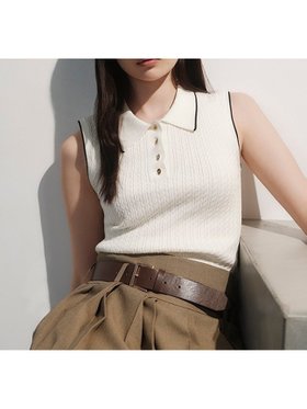 【フレイ アイディー/FRAY I.D】のノースリーブケーブルニットポロ/ウォッシャブル 人気、トレンドファッション・服の通販 founy(ファニー) ファッション Fashion レディースファッション Fashion for Women トップス・カットソー Cut & Sew Tops ニット Knit Tops & Sweaters キャミソール&ノースリーブ Camisoles & Sleeveless Tops ウォッシャブル Machine Washable カッティング Cutting Detail シンプル Simple, Minimal トレンド Trend, Trending Now ノースリーブ Sleeveless, No-Sleeve フロント Front, Front Design メタル Metal, Metal Parts モノトーン Monotone, Black and White リュクス Luxury, Elegant, High-End, Chic 夏 Summer |ID:prp329100004576301
