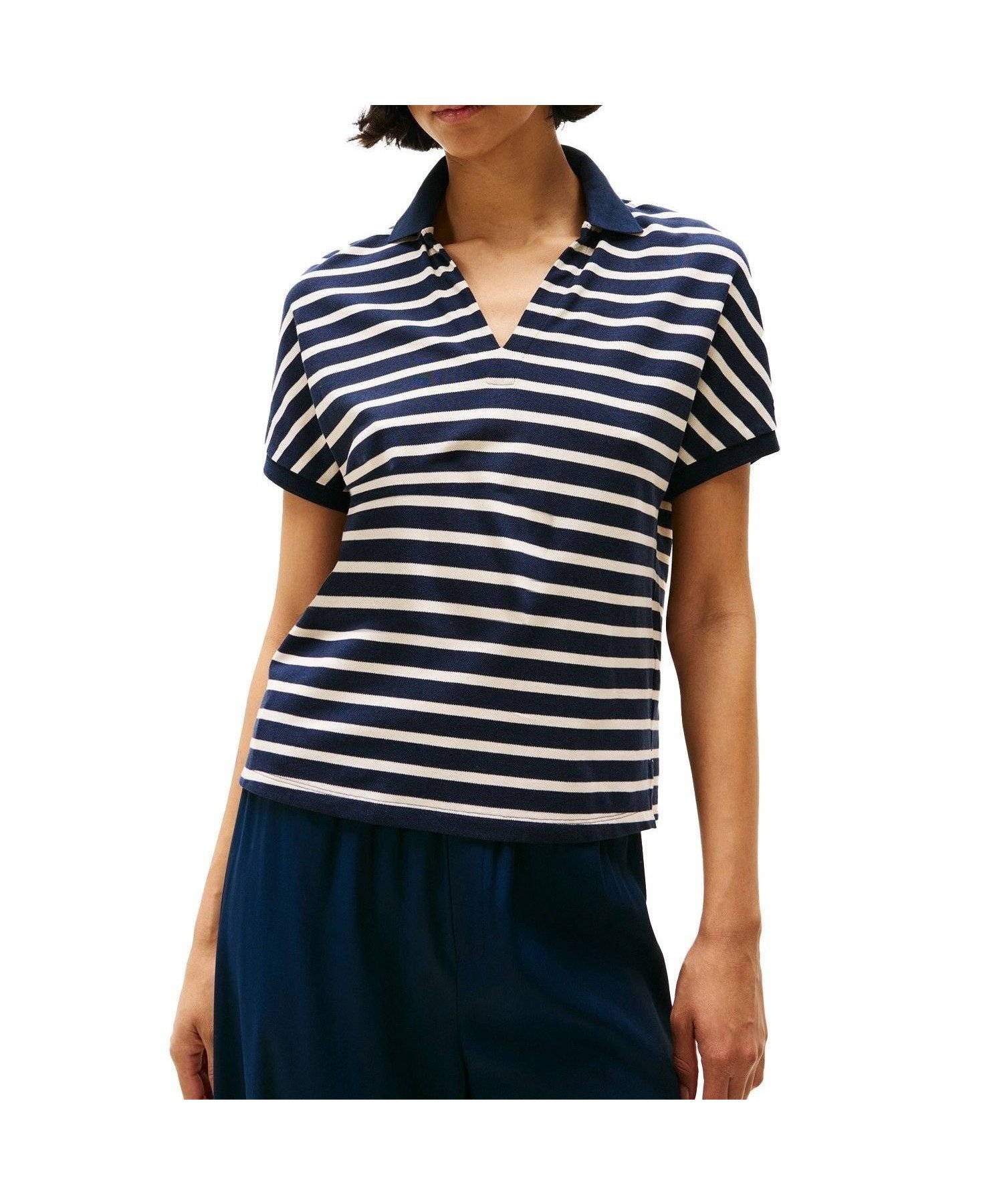 【トミーヒルフィガー/TOMMY HILFIGER】のリヨセルオープンネックリラックスポロ インテリア・キッズ・メンズ・レディースファッション・服の通販 founy(ファニー) 　ファッション　Fashion　レディースファッション　WOMEN　アメリカン　American　カットソー　Cut And Sew　クラシック　Classic　ゴルフ　Golf　デニム　Denim　ボーダー　Border　モダン　Modern　人気　Popularity　無地　Plain Color　ブルー0A4|ID: prp329100004576324 ipo3291000000032485560