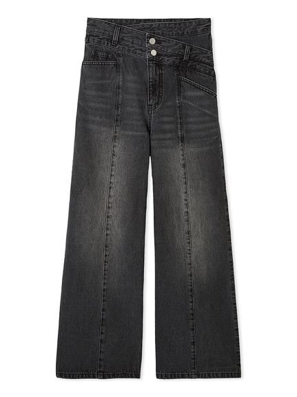 【フレイ アイディー/FRAY I.D】のアシメダブルウエストワイドデニムパンツ 人気、トレンドファッション・服の通販 founy(ファニー) 　ファッション　Fashion　レディースファッション　Ladies' Fashion Online　パンツ　Pants　デニムパンツ　Denim Pants　アシンメトリー　Asymmetry　コンパクト　Compact　センター　Center　ダブル　Double　デニム　Denim　トレンド　Trend　ポケット　Pocket　ワイド　Wide　夏　Summer　 other-1|ID: prp329100004576464 ipo3291000000032571031
