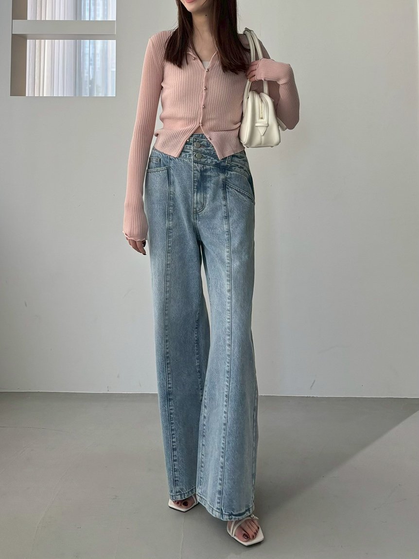 【フレイ アイディー/FRAY I.D】のアシメダブルウエストワイドデニムパンツ インテリア・キッズ・メンズ・レディースファッション・服の通販 founy(ファニー) 　ファッション　Fashion　レディースファッション　Ladies' Fashion Online　パンツ　Pants　デニムパンツ　Denim Pants　アシンメトリー　Asymmetry　コンパクト　Compact　センター　Center　ダブル　Double　デニム　Denim　トレンド　Trend　ポケット　Pocket　ワイド　Wide　夏　Summer　LBLU[081]|ID: prp329100004576464 ipo3291000000032571035
