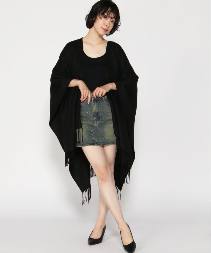 【ゲス/GUESS】のGUESS/PONCHO インテリア・キッズ・メンズ・レディースファッション・服の通販 founy(ファニー) https://founy.com/ ファッション Fashion レディースファッション Ladies' Fashion Online フリンジ Fringe ベーシック Basic ポンチョ Poncho ルーズ Loose ワイド Wide |ID: prp329100004576550 ipo3291000000032660185