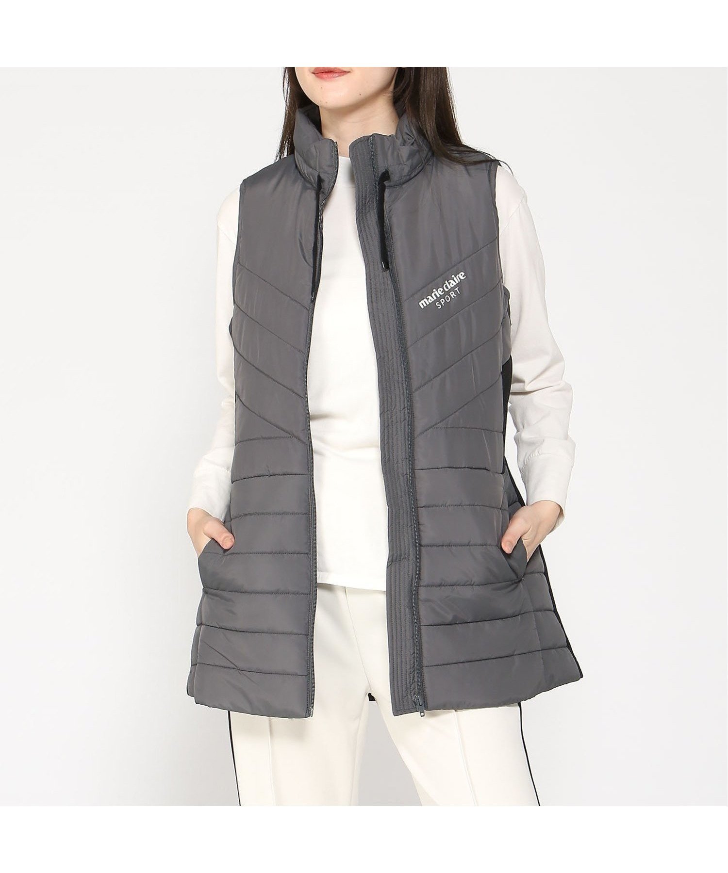 【ニッキー/nikki】のmarie claire sport/素材切替中綿ロングベスト インテリア・キッズ・メンズ・レディースファッション・服の通販 founy(ファニー) 　ファッション　Fashion　レディースファッション　Fashion for Women　アウター　Coat / Outerwear Collection　トップス・カットソー　Cut & Sew Tops　ベスト&ジレ / 重ね着スタイル　Vests & Gilets　アウトドア　Outdoor Clothing　クール　Cool, Chic　スポーツ　Sports, Activewear　スリーブ　Sleeve, Long Sleeve / Short Sleeve　ベスト　Vest, Waistcoat　ベーシック　Basic, Essential　ロング　Long, Long-Length　切替　Switching, Contrast Panel　BK|ID: prp329100004576551 ipo3291000000032720427