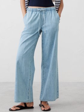 【バナナリパブリック ファクトリーストア/BANANA REPUBLIC FACTORY STORE】のBANANA REPUBLIC FACTORY STORE ワイドレッグ ミッドライズ サマーウェイトジーンズ 人気、トレンドファッション・服の通販 founy(ファニー) ファッション Fashion レディースファッション Fashion for Women ロング Long, Long-Length ワイド Wide, Wide Fit |ID:prp329100004576582