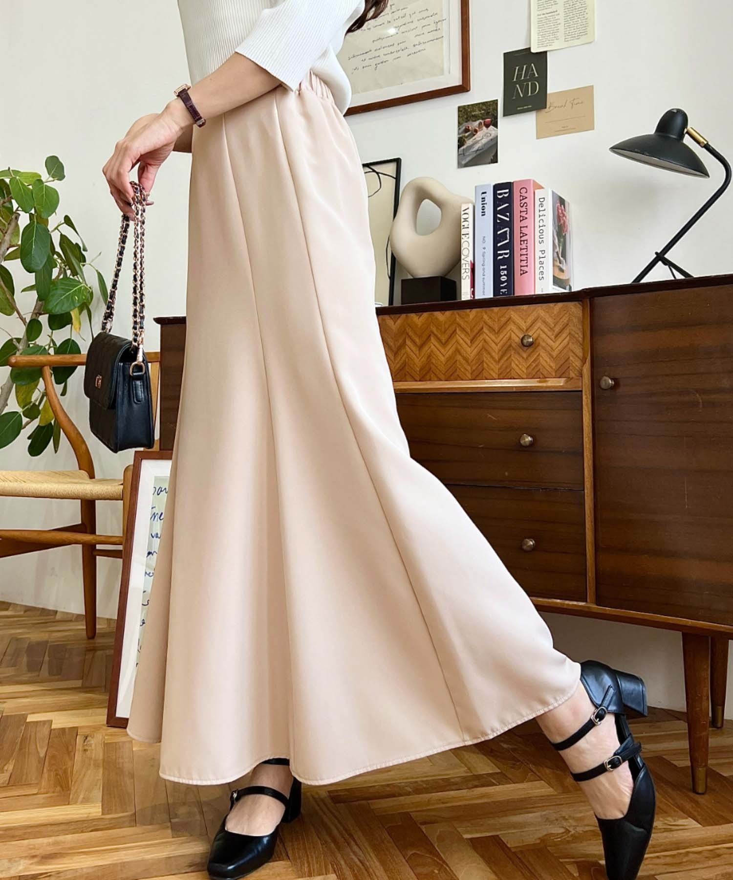 【その他のブランド/Other】のカラージョーゼットマーメイドフレアスカート インテリア・キッズ・メンズ・レディースファッション・服の通販 founy(ファニー) 　ファッション　Fashion　メンズファッション　Fashion for Men　シンプル　Simple, Minimal　ジョーゼット　Georgette, Semi-Sheer Fabric　とろみ　Fluid, Flowy Fabric　フレア　Flare, Flared　ボトム　Bottoms, Lower Wear　ポケット　Pocket, Pocket Detail　マーメイド　Mermaid, Fishtail Silhouette　無地　Plain, Solid Color　グレイッシュベージュ|ID: prp329100004576850 ipo3291000000033028141