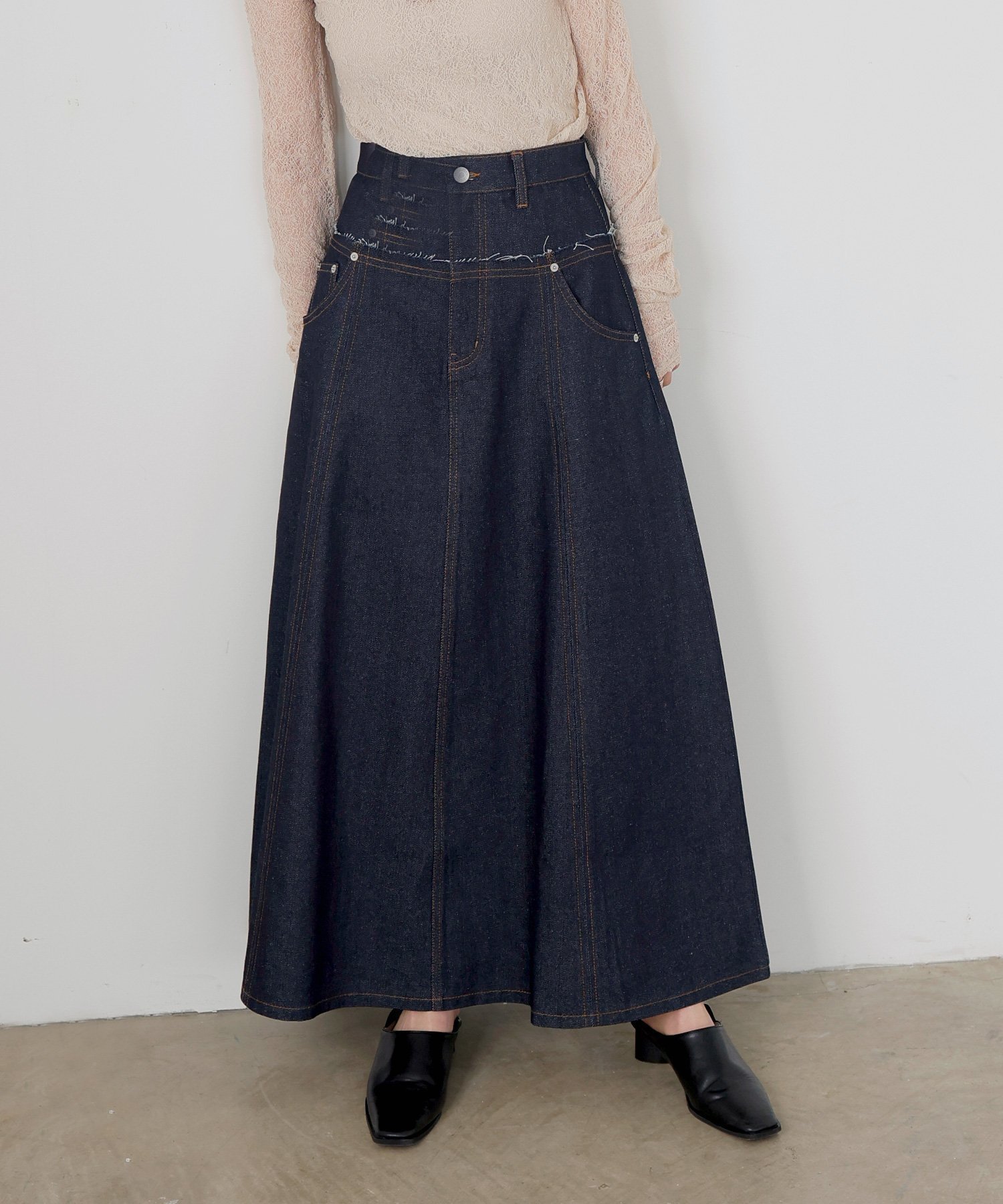 【リアン/Lian】のレイヤードデザインデニムフレアスカート 人気、トレンドファッション・服の通販 founy(ファニー) 　ファッション　Fashion　レディースファッション　Ladies' Fashion Online　スカート　Skirt　Aライン/フレアスカート　Flared A-Line Skirts　トレンド　Trend　 other-1|ID: prp329100004577070 ipo3291000000032623294