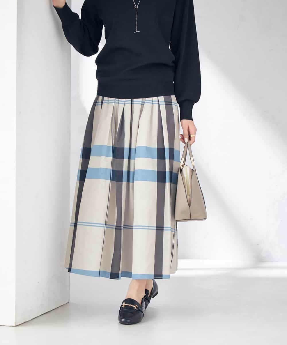 【アー ヴェー ヴェー/a.v.v】のビックチェックタフタスカート 人気、トレンドファッション・服の通販 founy(ファニー) 　ファッション　Fashion　レディースファッション　Fashion for Women　スカート　Skirts　スウェット / スエット　Sweatshirt, Sweatwear　タフタ　Taffeta, Structured Fabric　チェック　Check, Plaid, Tartan　トレンド　Trend, Trending Now　フレア　Flare, Flared　ミックス　Mix, Mixed Style　再入荷　Restock / Back in Stock　おすすめ　Recommended / Our Picks　エレガント 上品　Elegant　 other-1|ID: prp329100004577080 ipo3291000000032748546