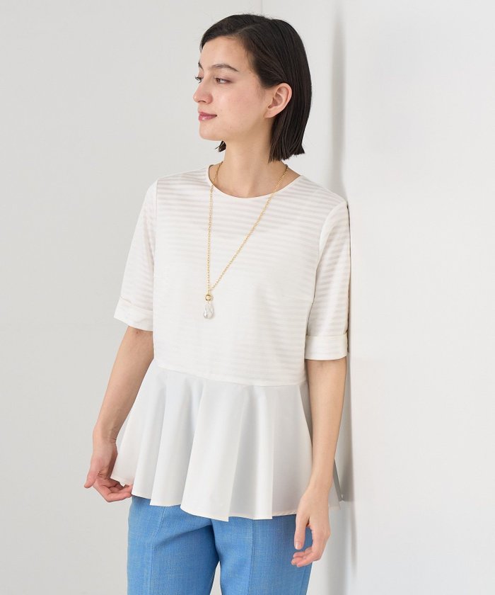 【アナイ/ANAYI】のボーダーサテンペプラムプルオーバー インテリア・キッズ・メンズ・レディースファッション・服の通販 founy(ファニー) https://founy.com/ ファッション Fashion レディースファッション Fashion for Women トップス・カットソー Cut & Sew Tops カジュアルプルオーバー・ニットトップス Pullovers & Knit Tops / Casual Pullovers ショート Short, Short Length ストレッチ Stretch, Stretchy Fabric スマート Smart, Elegant タフタ Taffeta, Structured Fabric フレア Flare, Flared ペプラム Peplum, Flared Hem ボーダー Border, Stripe S/S・春夏 SS, Spring/Summer, Warm Season 再入荷 Restock / Back in Stock 夏 Summer ギフト プレゼント Gift / Present |ID: prp329100004577100 ipo3291000000032776712