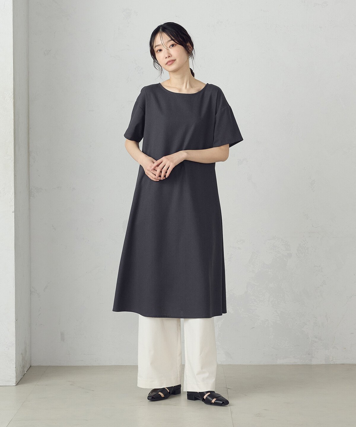 【コムサイズム/COMME CA ISM】のデイリーリラックスワンピース ナチュラル インテリア・キッズ・メンズ・レディースファッション・服の通販 founy(ファニー) 　ファッション　Fashion　レディースファッション　Fashion for Women　ワンピース　Dresses　シンプル　Simple, Minimal　デニム　Denim, Jeans Material　ペチコート　Petticoat, Underskirt　ポケット　Pocket, Pocket Detail　ミックス　Mix, Mixed Style　半袖　Short Sleeve, Half Sleeve　夏　Summer　ブラウン|ID: prp329100004577113 ipo3291000000032728185