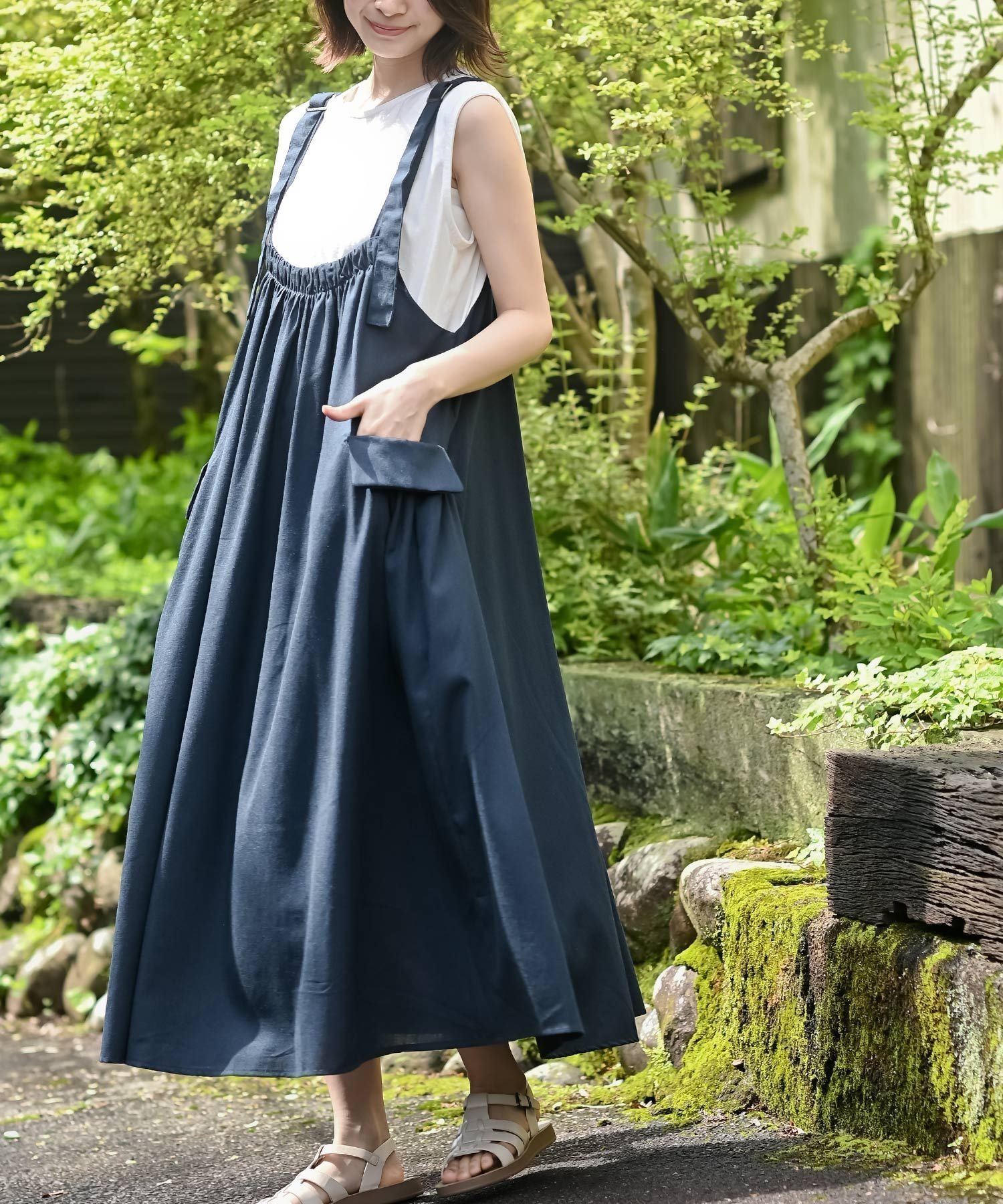 【アールピーエス/rps】の麻混アウトポケットジャンスカート インテリア・キッズ・メンズ・レディースファッション・服の通販 founy(ファニー) 　ファッション　Fashion　レディースファッション　Fashion for Women　スカート　Skirts　インナー　Innerwear　シンプル　Simple, Minimal　バランス　Balance, Style Balance　フェミニン　Feminine, Girly　ポケット　Pocket, Pocket Detail　リネン　Linen, Linen Fabric　再入荷　Restock / Back in Stock　ネイビー|ID: prp329100004577146 ipo3291000000032720412