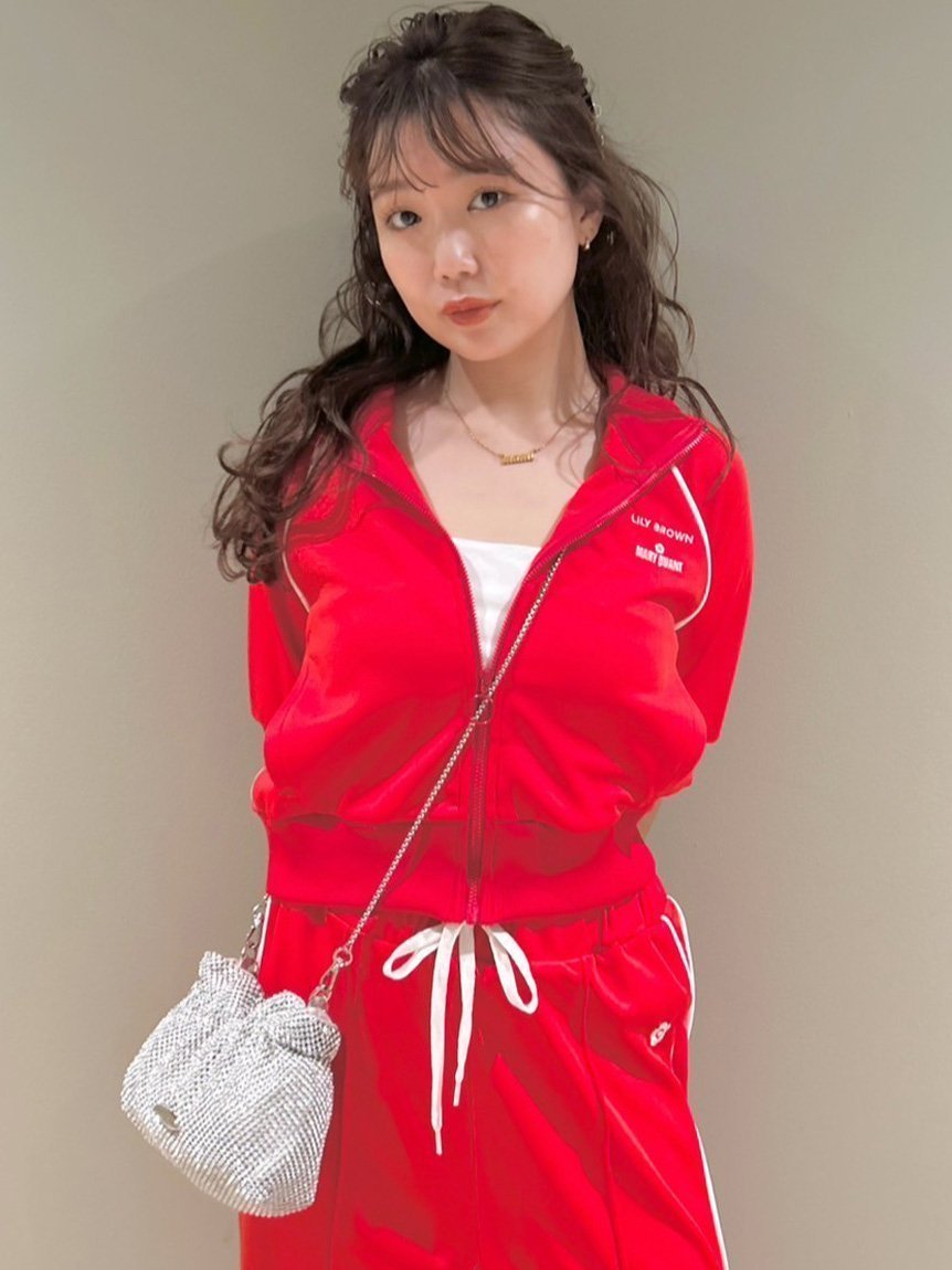 【リリーブラウン/Lily Brown】の【LILY BROWN×MARY QUANT】ハーフスリーブトラックジャケット インテリア・キッズ・メンズ・レディースファッション・服の通販 founy(ファニー) 　ファッション　Fashion　レディースファッション　WOMEN　アウター　Coat Outerwear　ジャケット　Jackets　秋　Autumn/Fall　コンパクト　Compact　ジャケット　Jacket　ジャージ　Jersey　セットアップ　Set Up　トレンド　Trend　ボーダー　Border　羽織　Haori　リゾート　Resort　おすすめ　Recommend　夏　Summer　エレガント 上品　Elegant　RED[046]|ID: prp329100004577325 ipo3291000000032420722