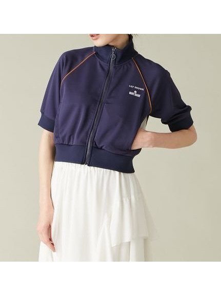 【リリーブラウン/Lily Brown】の【LILY BROWN×MARY QUANT】ハーフスリーブトラックジャケット インテリア・キッズ・メンズ・レディースファッション・服の通販 founy(ファニー) 　ファッション　Fashion　レディースファッション　WOMEN　アウター　Coat Outerwear　ジャケット　Jackets　秋　Autumn/Fall　コンパクト　Compact　ジャケット　Jacket　ジャージ　Jersey　セットアップ　Set Up　トレンド　Trend　ボーダー　Border　羽織　Haori　リゾート　Resort　おすすめ　Recommend　夏　Summer　エレガント 上品　Elegant　NVY[089]|ID: prp329100004577325 ipo3291000000032420723
