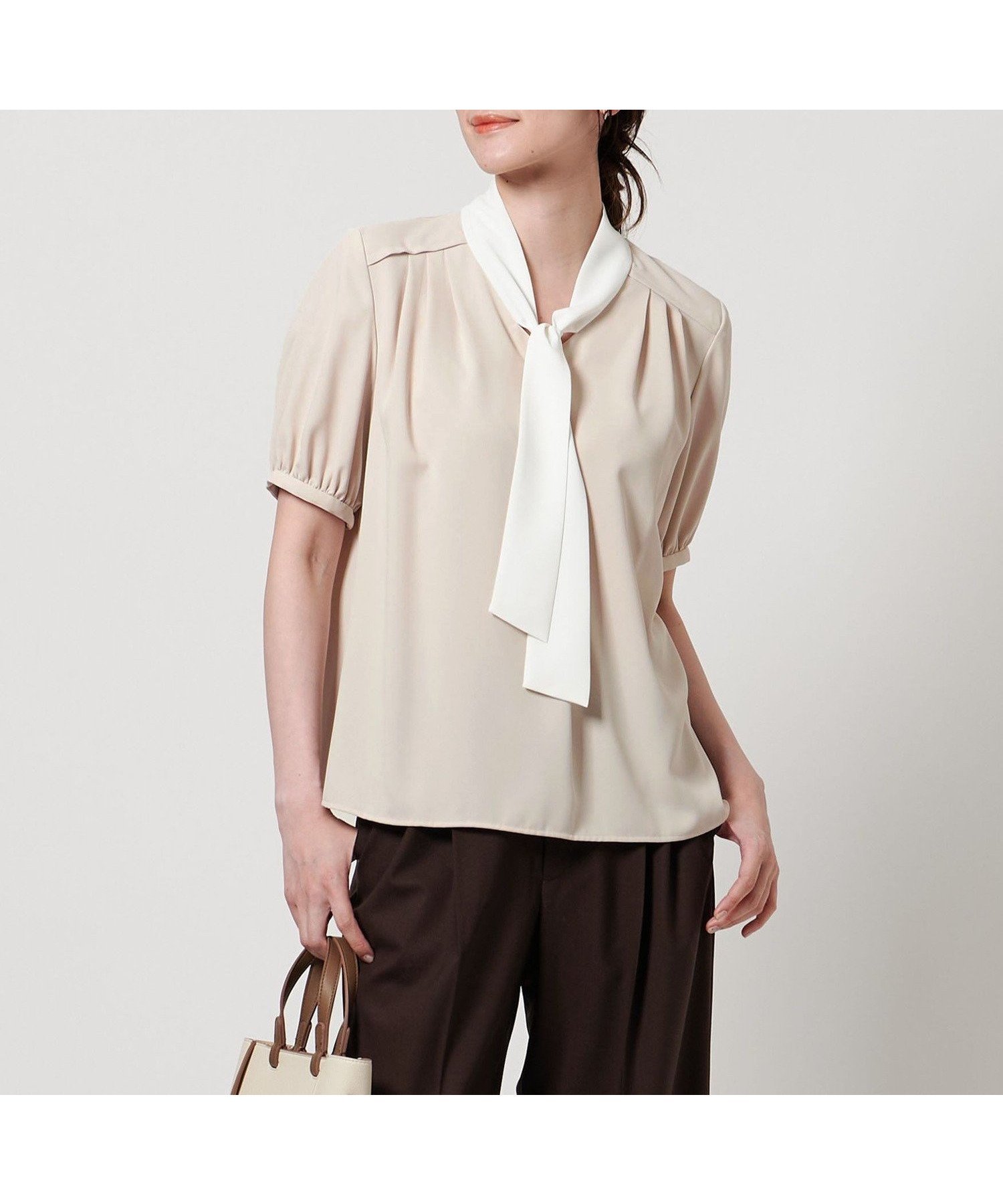 【ユナイテッドアローズ/UNITED ARROWS】のボウタイ ショートスリーブ ブラウス 人気、トレンドファッション・服の通販 founy(ファニー) 　ファッション　Fashion　レディースファッション　WOMEN　トップス・カットソー　Tops/Tshirt　シャツ/ブラウス　Shirts/Blouses　インナー　Inner　ギャザー　Gather　ショート　Short　ジャケット　Jacket　ジョーゼット　Georgette　スリーブ　Sleeve　タイトスカート　Tight Skirt　ダウン　Down　デニム　Denim　フェミニン　Feminine　フォーマル　Formal　フロント　Front　リラックス　Relax　ワイド　Wide　エレガント 上品　Elegant　 other-1|ID: prp329100004577328 ipo3291000000032467512