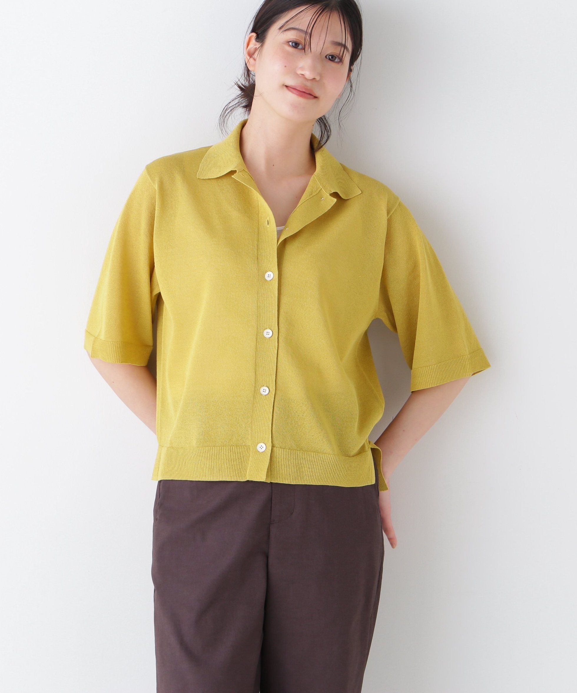 【ヒューマンウーマン/HUMAN WOMAN】のシアーハイゲージ半袖カーディガン インテリア・キッズ・メンズ・レディースファッション・服の通販 founy(ファニー) 　ファッション　Fashion　レディースファッション　Ladies' Fashion Online　トップス・カットソー　Tops/Tshirt　カーディガン　Cardigans　おすすめ　Recommend　カーディガン　Cardigan　クール　Cool　シアー　Sheer　スタンダード　Standard　トレンド　Trend　ボトム　Bottom　半袖　Short Sleeve　夏　Summer　イエロー|ID: prp329100004577330 ipo3291000000032681039