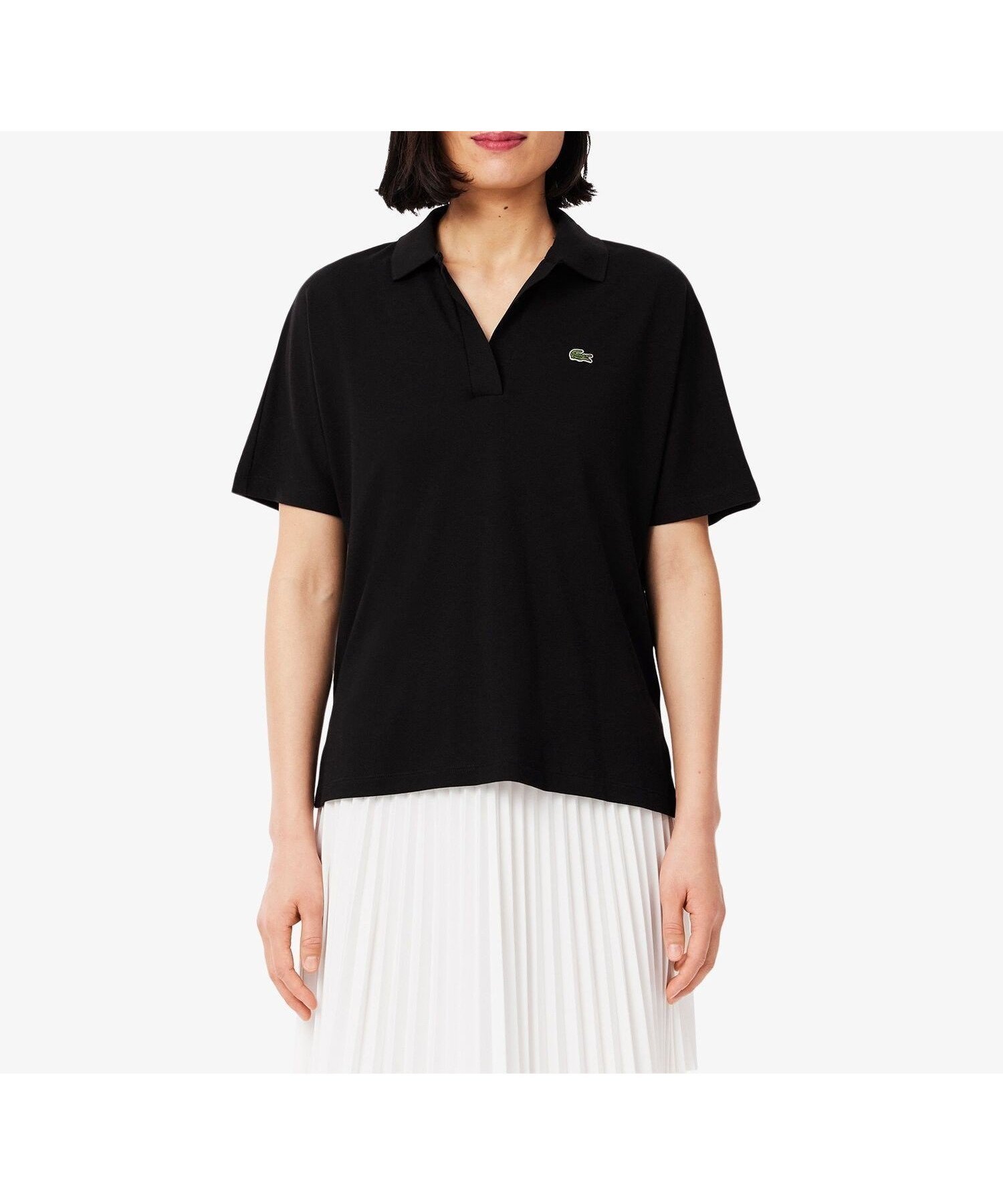 【ラコステ/LACOSTE】のサイドスリット スキッパーネック ドレープポロシャツ 人気、トレンドファッション・服の通販 founy(ファニー) 　ファッション　Fashion　レディースファッション　Fashion for Women　トップス・カットソー　Cut & Sew Tops　シャツ・ブラウス・オフィスカジュアル　Elegant Blouses & Button-Ups　ポロシャツ・きれいめカジュアル　Smart-Casual Polo Tops　エレガント 上品　Elegant　スキッパー　Skipper, Open Collar　スリット　Slit, Slit Detail　ドレープ　Drape, Draping Fabric　鹿の子　Piqué, Kanoko Fabric　 other-1|ID: prp329100004577363 ipo3291000000032788369