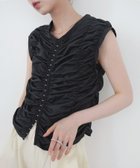 【リアン/Lian】のシャーリングホックプルオーバー 人気、トレンドファッション・服の通販 founy(ファニー) ファッション Fashion レディースファッション Ladies' Fashion Online トップス・カットソー Tops/Tshirt プルオーバー Pullover シャーリング Shirring ノースリーブ No Sleeve ベスト Vest thumbnail ブラック|ID: prp329100004577375 ipo3291000000032611202
