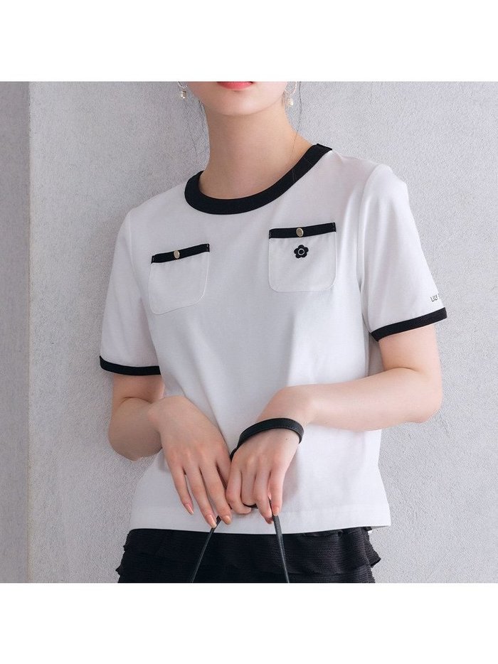 【リリーブラウン/Lily Brown】の【LILY BROWN×MARY QUANT】ポケットリンガーTシャツ インテリア・キッズ・メンズ・レディースファッション・服の通販 founy(ファニー) https://founy.com/ ファッション Fashion レディースファッション Fashion for Women トップス・カットソー Cut & Sew Tops シャツ・ブラウス・オフィスカジュアル Elegant Blouses & Button-Ups ロングTシャツ・Tシャツ Longline T-Shirts & Tees クラシカル Classical, Vintage-Inspired コンパクト Compact, Small Size シンプル Simple, Minimal ボーダー Border, Stripe ポケット Pocket, Pocket Detail リゾート Resort, Vacation Style エレガント 上品 Elegant 無地 Plain, Solid Color |ID: prp329100004577500 ipo3291000000032753579
