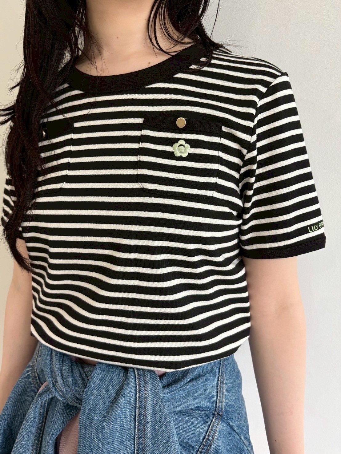 【リリーブラウン/Lily Brown】の【LILY BROWN×MARY QUANT】ポケットリンガーTシャツ インテリア・キッズ・メンズ・レディースファッション・服の通販 founy(ファニー) 　ファッション　Fashion　レディースファッション　Fashion for Women　トップス・カットソー　Cut & Sew Tops　シャツ・ブラウス・オフィスカジュアル　Elegant Blouses & Button-Ups　ロングTシャツ・Tシャツ　Longline T-Shirts & Tees　クラシカル　Classical, Vintage-Inspired　コンパクト　Compact, Small Size　シンプル　Simple, Minimal　ボーダー　Border, Stripe　ポケット　Pocket, Pocket Detail　リゾート　Resort, Vacation Style　エレガント 上品　Elegant　無地　Plain, Solid Color　BORDER[933]|ID: prp329100004577500 ipo3291000000032753584
