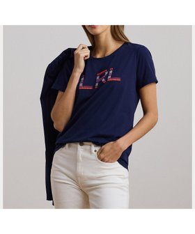 【ラルフローレン/RALPH LAUREN】 ビーデッドロゴ コットン ジャージー Tシャツ人気、トレンドファッション・服の通販 founy(ファニー) ファッション Fashion レディースファッション WOMEN トップス・カットソー Tops/Tshirt シャツ/ブラウス Shirts/Blouses ロング / Tシャツ T-Shirts カフス Cuffs ジャージー Jersey ストライプ Stripe フィット Fit ラウンド Round リラックス Relax 半袖 Short Sleeve |ID:prp329100004578144