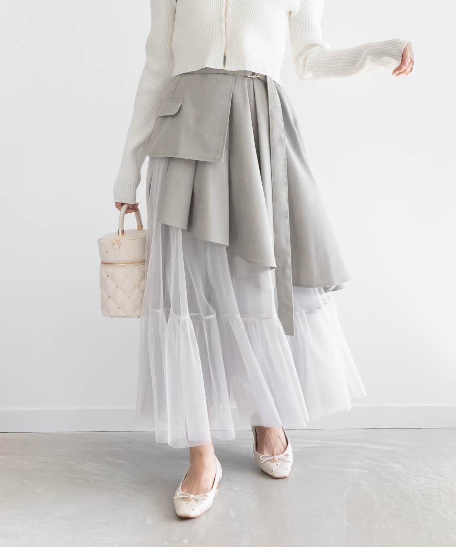 【ランダ/RANDA】のティアードチュールレイヤードスカート 人気、トレンドファッション・服の通販 founy(ファニー) 　ファッション　Fashion　レディースファッション　Ladies' Fashion Online　スカート　Skirt　アシンメトリー　Asymmetry　コンパクト　Compact　チュール　Tulle　フェミニン　Feminine　ヨーク　Yoke　ラッフル　Raffle　エレガント 上品　Elegant　 other-1|ID: prp329100004578173 ipo3291000000032668497