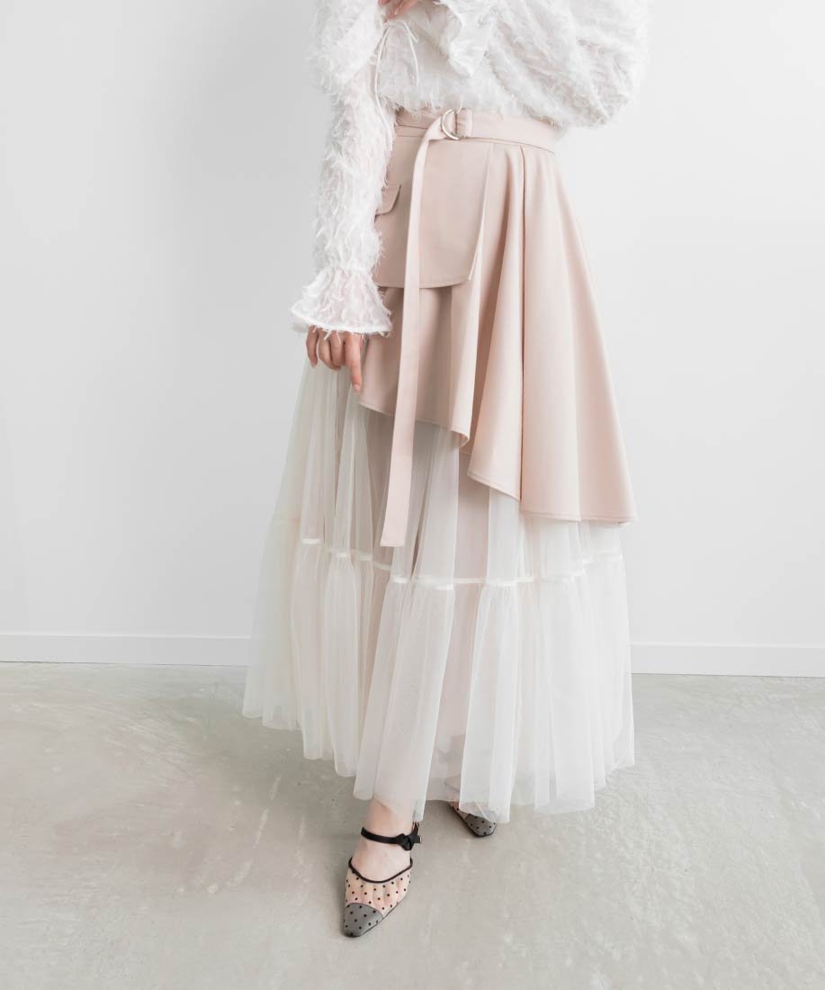 【ランダ/RANDA】のティアードチュールレイヤードスカート インテリア・キッズ・メンズ・レディースファッション・服の通販 founy(ファニー) 　ファッション　Fashion　レディースファッション　Ladies' Fashion Online　スカート　Skirt　アシンメトリー　Asymmetry　コンパクト　Compact　チュール　Tulle　フェミニン　Feminine　ヨーク　Yoke　ラッフル　Raffle　エレガント 上品　Elegant　PINK|ID: prp329100004578173 ipo3291000000032668500