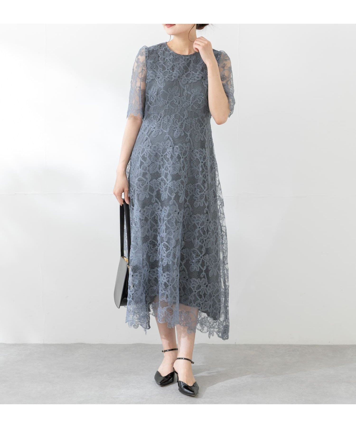 【アーバンリサーチ ロッソ/URBAN RESEARCH ROSSO】のエンブロイダリーレースドレス インテリア・キッズ・メンズ・レディースファッション・服の通販 founy(ファニー) 　ファッション　Fashion　レディースファッション　Fashion for Women　ワンピース　Dresses　フォーマル・パーティードレス・結婚式用ドレス　Elegant & Casual Dresses　2024年　2024　2024-2025秋冬・A/W　Autumn/Winter 2024–25 AW24–25　冬　Winter / This Winter　エレガント 上品　Elegant　ドレス　Dress, One-Piece　フレア　Flare, Flared　A/W・秋冬　Autumn/Winter　結婚式　Wedding　blue|ID: prp329100004578193 ipo3291000000032751575