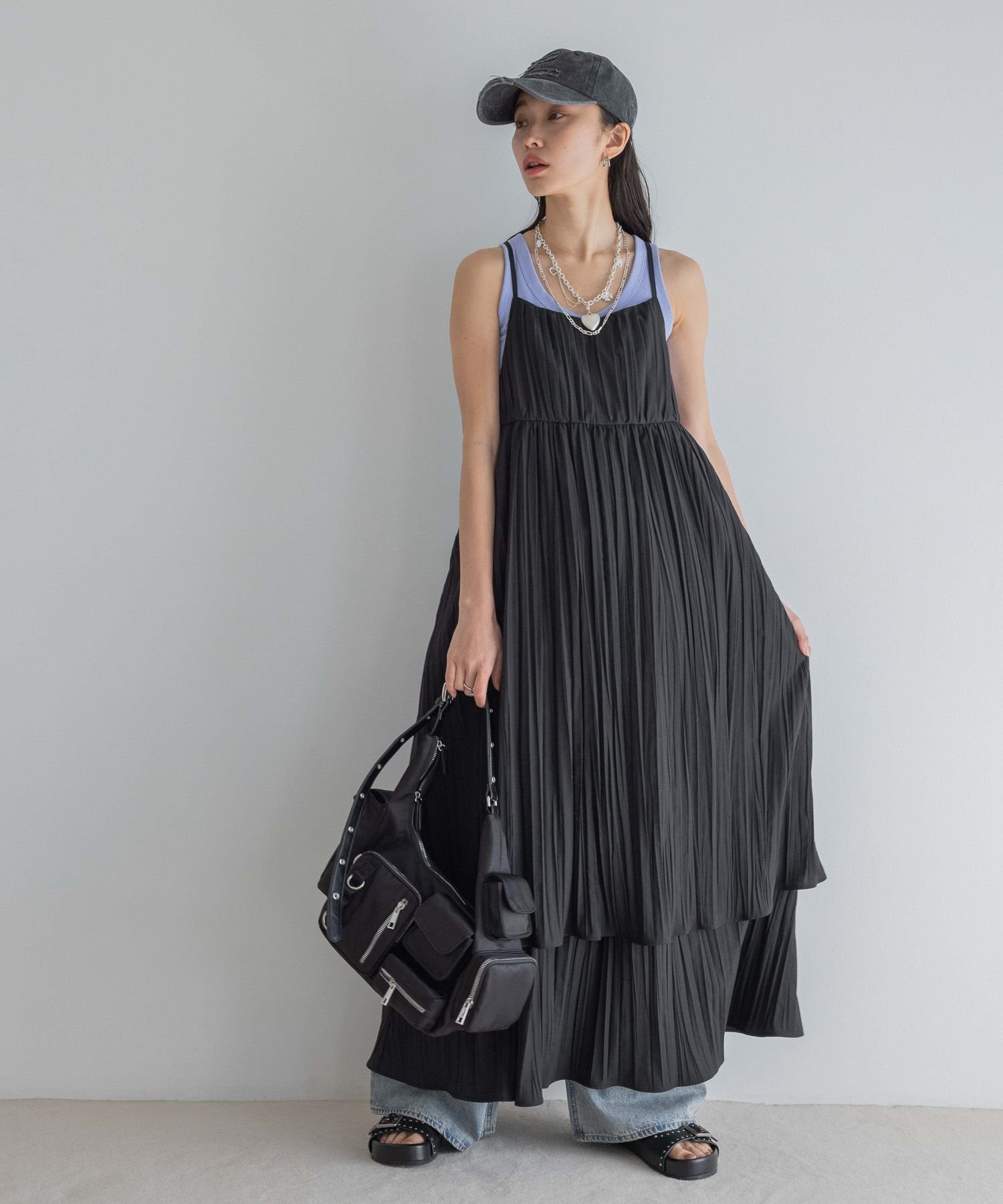 【ジーナシス/JEANASiS】のSunday Dress インテリア・キッズ・メンズ・レディースファッション・服の通販 founy(ファニー) 　ファッション　Fashion　レディースファッション　Fashion for Women　ワンピース　Dresses　フォーマル・パーティードレス・結婚式用ドレス　Elegant & Casual Dresses　インナー　Innerwear　カットソー　Cut and Sewn Top　キャップ　Cap, Baseball Cap　キャミソール　Camisole, Spaghetti Strap Top　キャミワンピース　Cami Dress, Slip Dress　スラックス　Slacks, Dress Pants　タンク　Tank Top, Sleeveless Top　デニム　Denim, Jeans Material　フリル　Frill, Ruffle　ボトム　Bottoms, Lower Wear　半袖　Short Sleeve, Half Sleeve　ワイド　Wide, Wide Fit　おすすめ　Recommended / Our Picks　夏　Summer　ブラック|ID: prp329100004578198 ipo3291000000032735002
