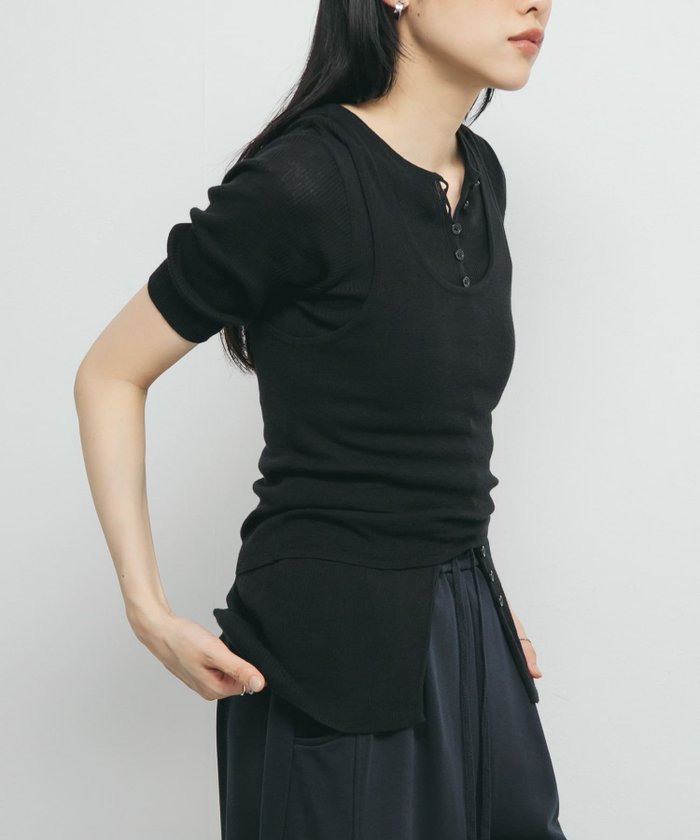 【ケービーエフ/KBF / URBAN RESEARCH】のフロントボタンレイヤードニット インテリア・キッズ・メンズ・レディースファッション・服の通販 founy(ファニー) https://founy.com/ ファッション Fashion レディースファッション Fashion for Women トップス・カットソー Cut & Sew Tops ニット Knit Tops & Sweaters 2025年 2025 2025春夏・S/S Spring/Summer 2025 SS25 おすすめ Recommended / Our Picks 夏 Summer S/S・春夏 SS, Spring/Summer, Warm Season |ID: prp329100004578360 ipo3291000000032755222