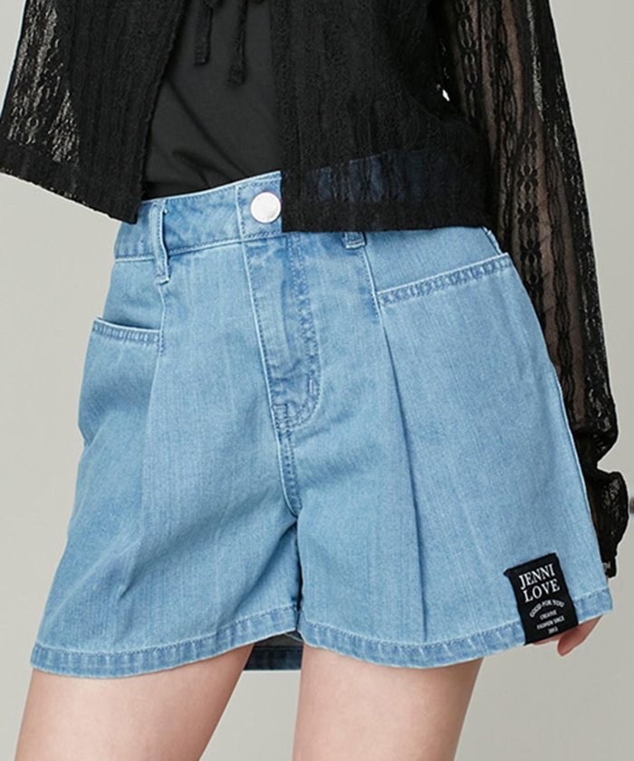 【その他のブランド/Other】の【ウエスト調整可】タックデニムショートパンツ インテリア・キッズ・メンズ・レディースファッション・服の通販 founy(ファニー) https://founy.com/ ファッション Fashion キッズファッション Fashion for Kids ボトムス Bottoms おすすめ Recommended / Our Picks シンプル Simple, Minimal 吸水 Absorbent, Quick-Dry 夏 Summer |ID: prp329100004578368 ipo3291000000033017242