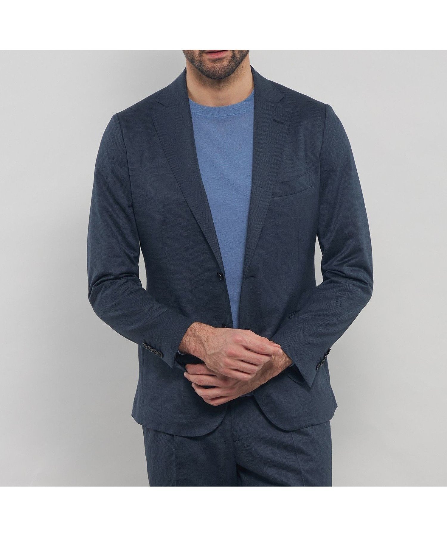 【マッキントッシュ ロンドン/MACKINTOSH LONDON / MEN】の【FLEX JERSEY】ハイゲージジャカードグレンチェックセットアップジャケット インテリア・キッズ・メンズ・レディースファッション・服の通販 founy(ファニー) 　ファッション　Fashion　メンズファッション　Fashion for Men　セットアップ　Matching Sets　おすすめ　Recommended / Our Picks　ウォッシャブル　Machine Washable　コンパクト　Compact, Small Size　ジャケット　Jacket, Outerwear　ストレッチ　Stretch, Stretchy Fabric　セットアップ　Set-Up, Coordinated Outfit　ファブリック　Fabric, Textile　リラックス　Relax, Relaxed Fit　夏　Summer　定番　Standard, Basic Item　春　Spring　秋　Autumn　ネイビー|ID: prp329100004578382 ipo3291000000033580035