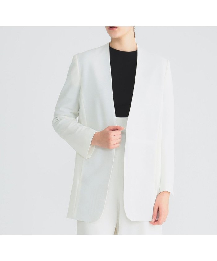 【デミルクス ビームス/Demi-Luxe BEAMS】の【6/5新規値下げ】クレープ ノーカラージャケット インテリア・キッズ・メンズ・レディースファッション・服の通販 founy(ファニー) https://founy.com/ ファッション Fashion レディースファッション Ladies' Fashion Online アウター Coat Outerwear ジャケット Jackets ノーカラージャケット No Collar Leather Jackets エレガント 上品 Elegant カッティング Cutting カーディガン Cardigan サテン Satin ジャケット Jacket セットアップ Set Up モノトーン Monotone おすすめ Recommend |ID: prp329100004578515 ipo3291000000032432854